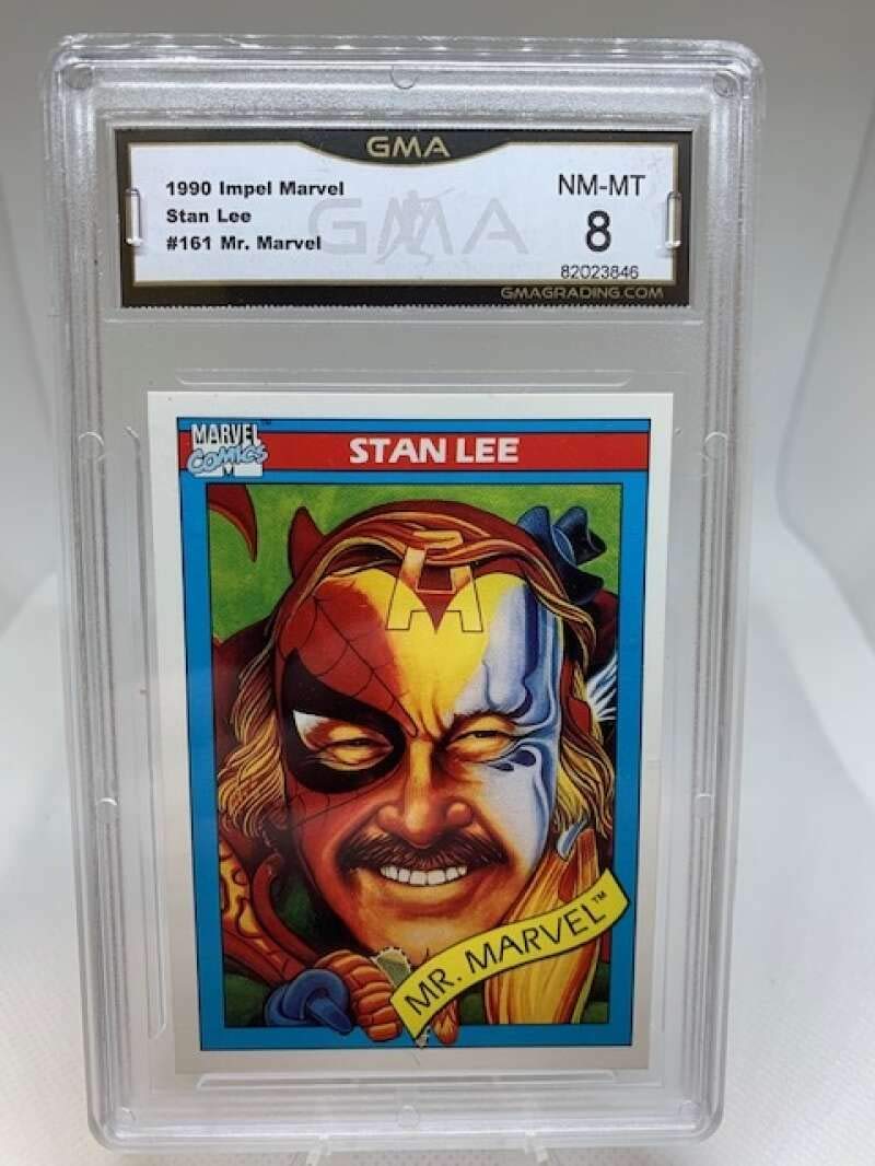 1990 Marvel Universe #161 Stan Lee Mr. Marvel Trading Card - GMA NM-MT 8 Graded Collectible for Superhero Fans & Comic Book Enthusiasts | Perfect for Display, Investment & Trading Card Collections