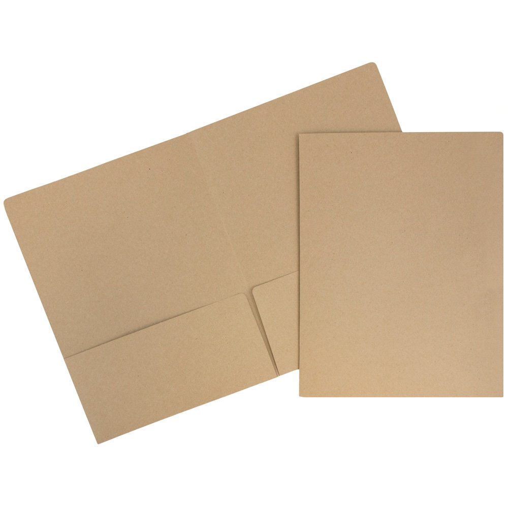 Premium Matte Cardstock Twin Pocket Folders - 50 Pack Recycled Brown Kraft Paper Folders for Office, School & Organization | Eco-Friendly File Folders for Documents, Papers & Projects