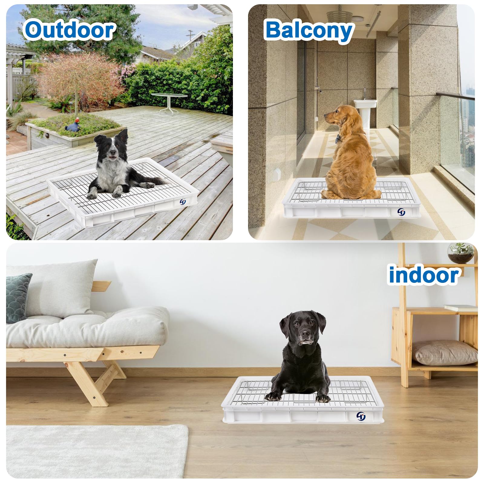 Washable Dog Litter Box for Medium & Large Dogs - Indoor/Outdoor Potty Tray with Separate Urine & Feces Design | Easy Clean Pee Pad for Puppy Training & Housebreaking | Perfect for Apartments, Travel & Senior Dogs