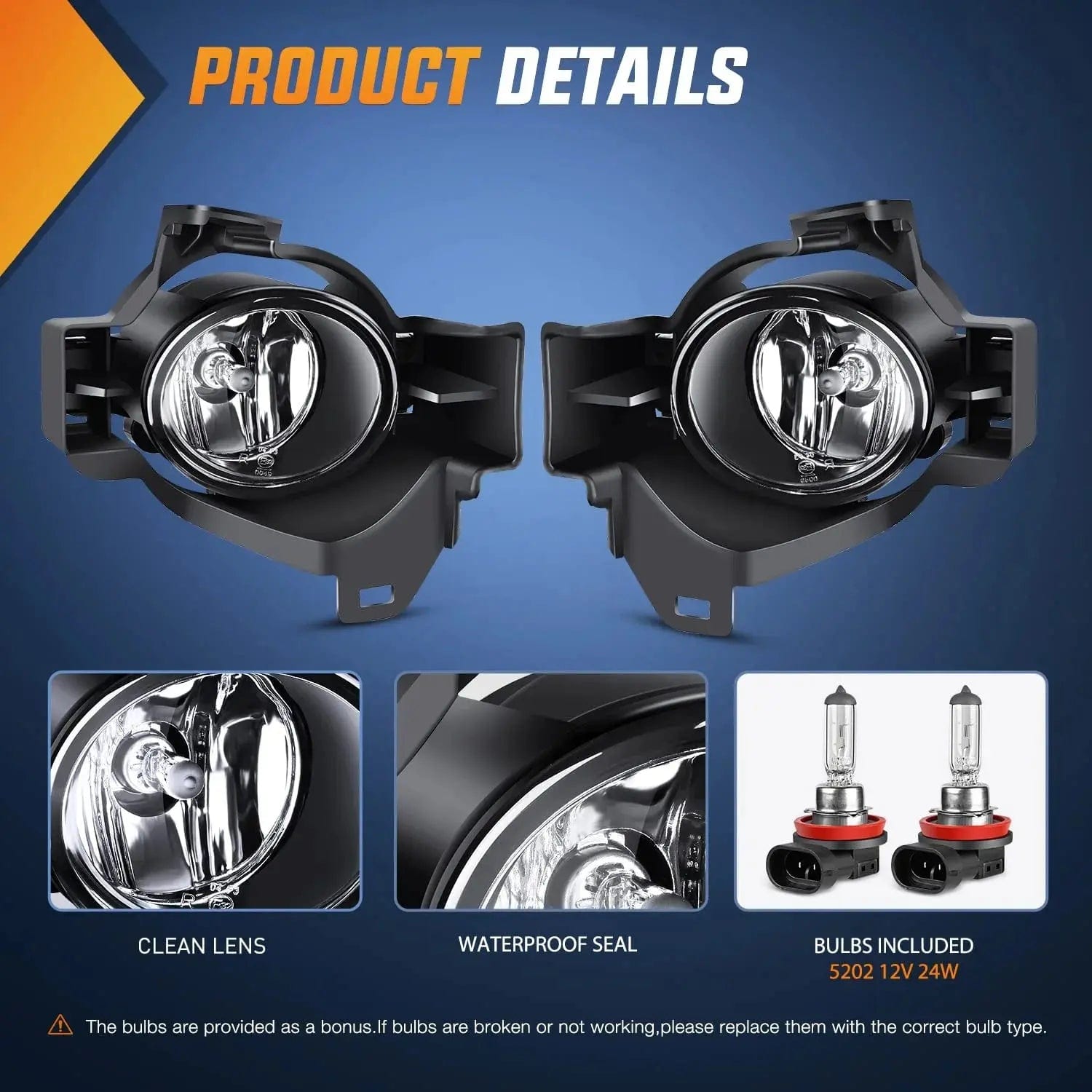 2010-2012 Nissan Altima Fog Light Assembly with Clear Lens - Replacement for Front Bumper Driving Lights - Perfect for Night Driving and Foggy Conditions