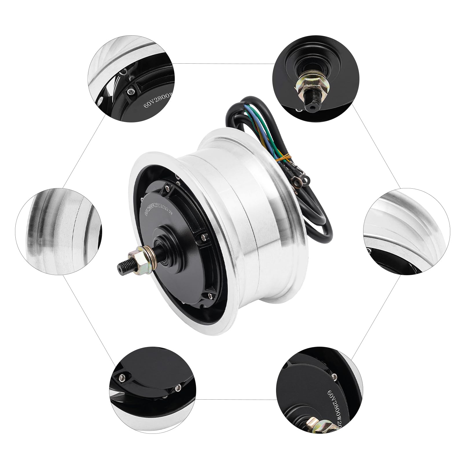60V 2800W Brushless Electric Scooter Hub Motor - Front & Rear Drive 11 Inch Wheel Motor for E-Scooters - Perfect for Commuting, Urban Travel & Last-Mile Delivery