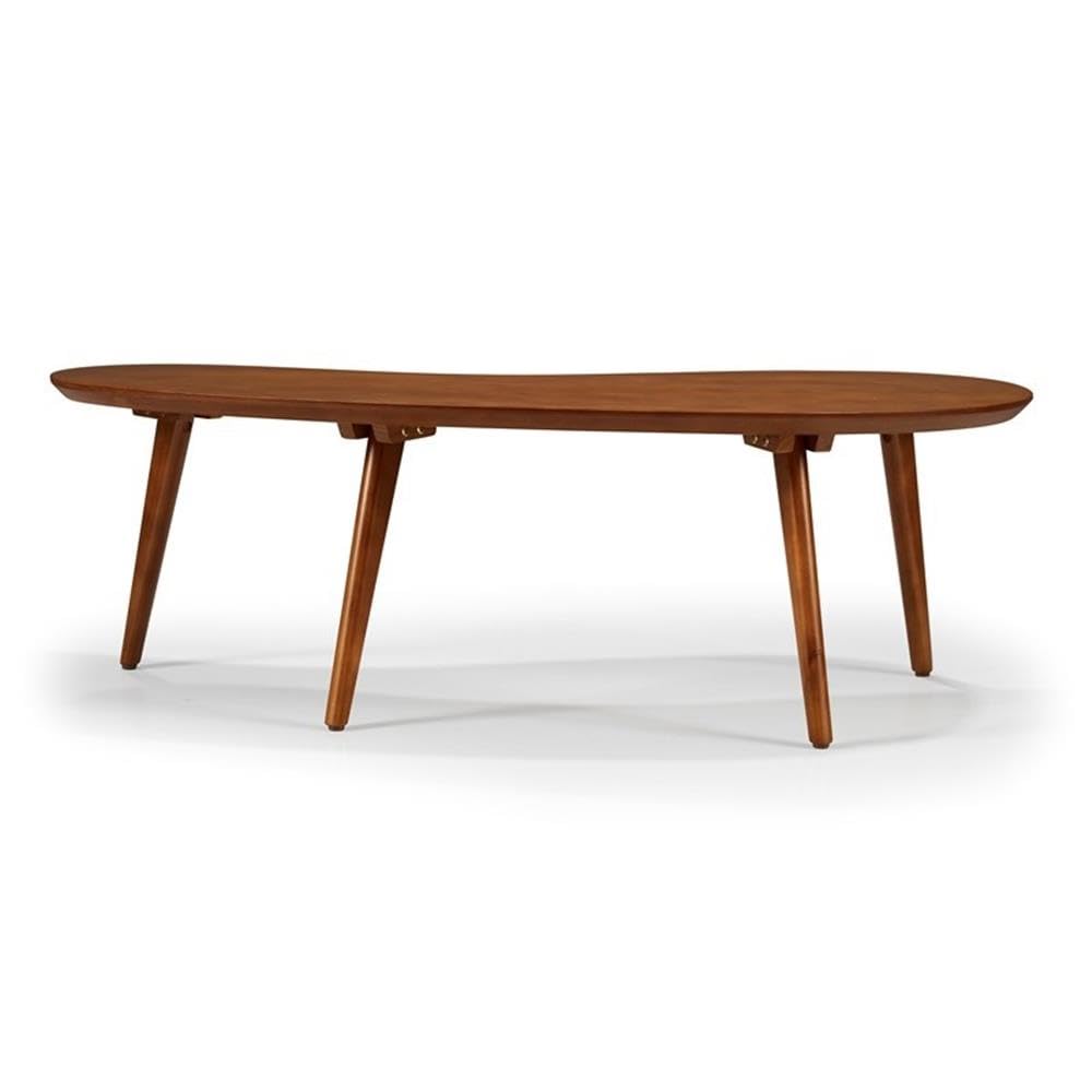 Mid Century Modern Abstract Shaped Coffee Table - Solid Wood with Castanho Finish - Perfect for Living Room, Lounge & Office Decor
