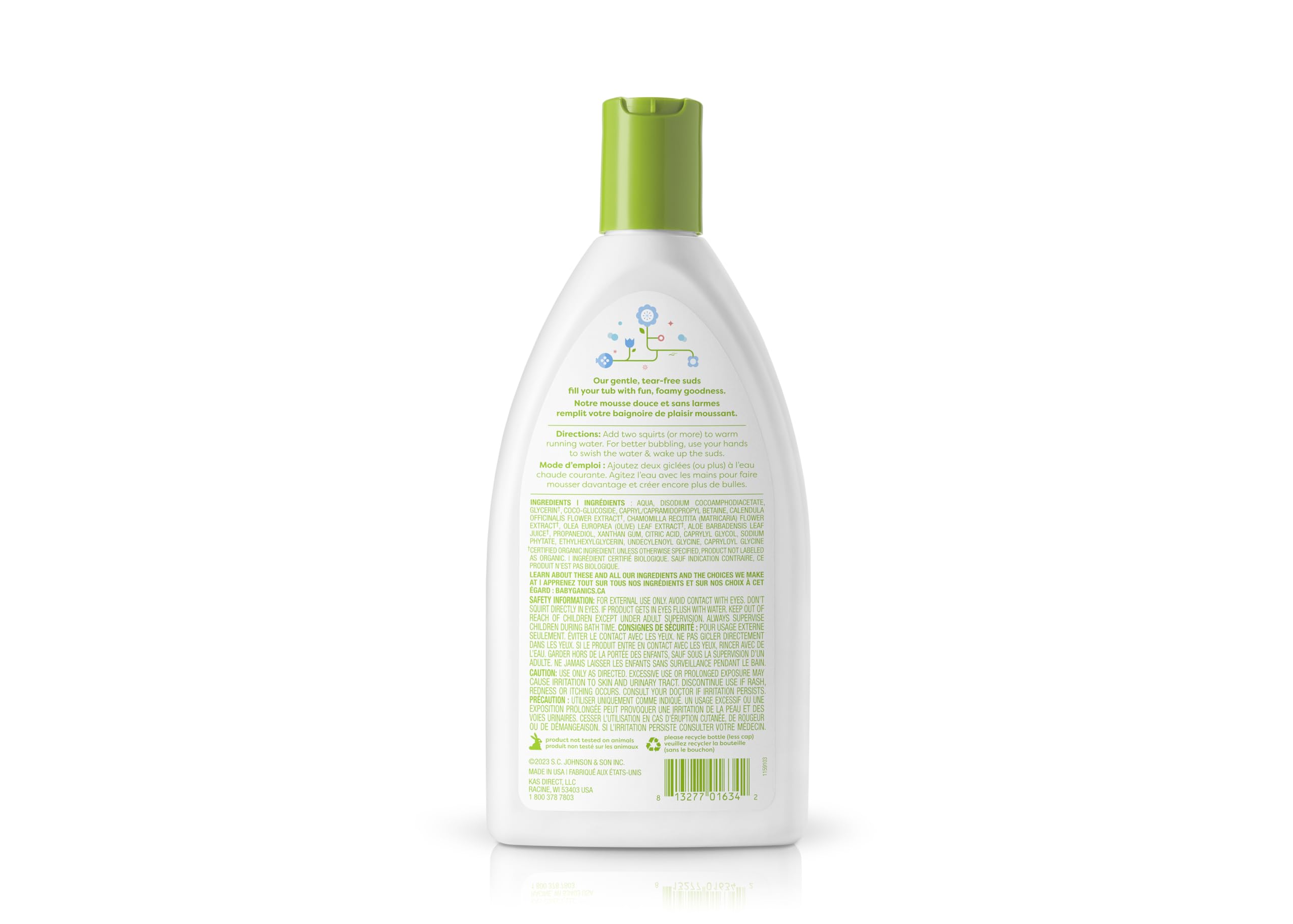 Babyganics Fragrance-Free Bubble Bath for Babies | Plant-Based, Hypoallergenic Formula | Tear-Free Baby Shampoo & Body Wash | 20 fl oz (591 ml) | Perfect for Gentle Bath Time & Sensitive Skin Care | Packaging May Vary