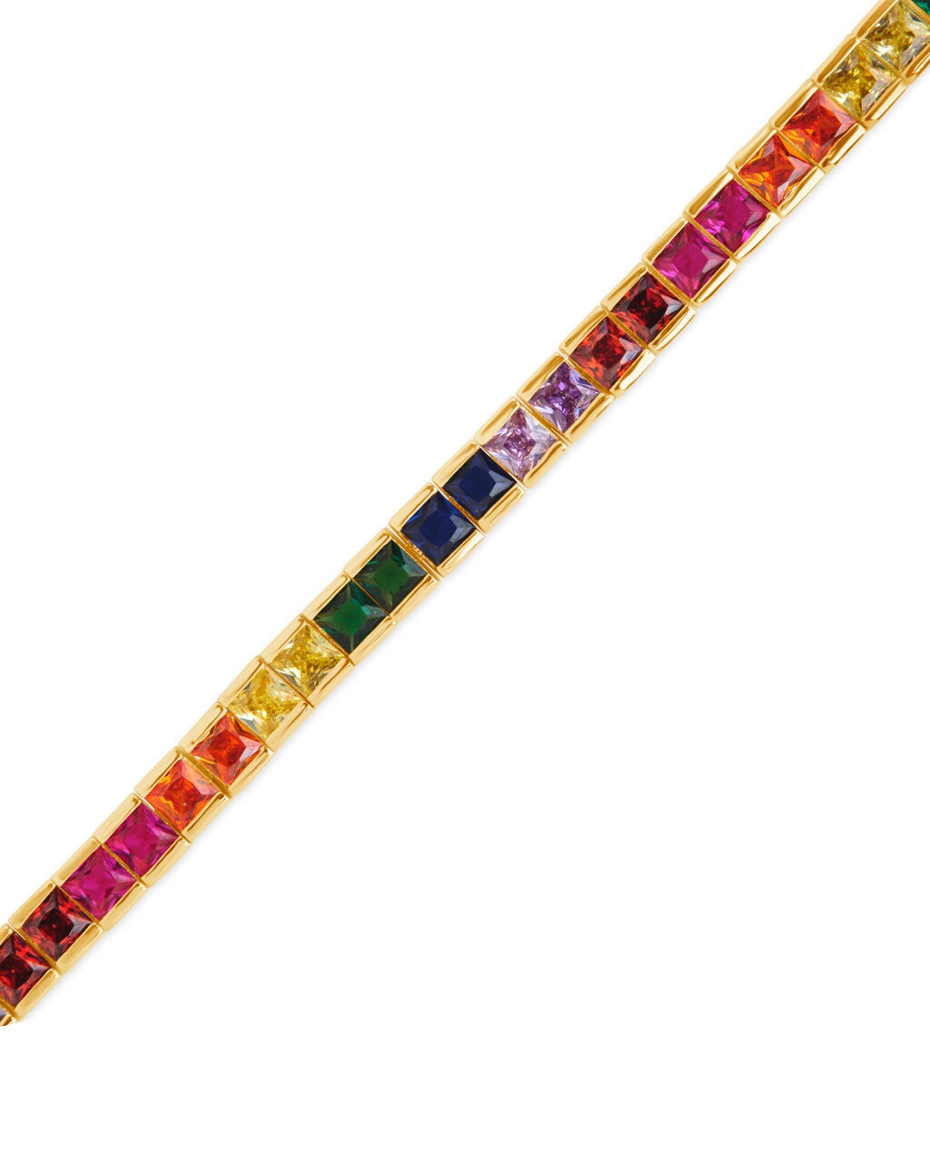 Sparkling Rainbow Channel Set CZ Tennis Bracelet for Women | Elegant Cubic Zirconia Jewelry Gift for Weddings, Parties & Special Occasions