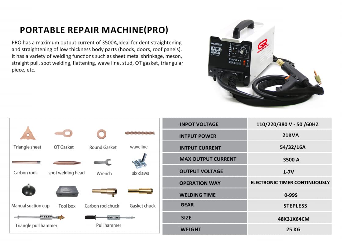 PRO 110V 1.8KW Spot Welder Dent Puller Kit - 5-in-1 Car Body Repair Tool for Auto Dent Removal & Panel Welding | Perfect for DIY Garage, Collision Shops & Professional Auto Body Repair
