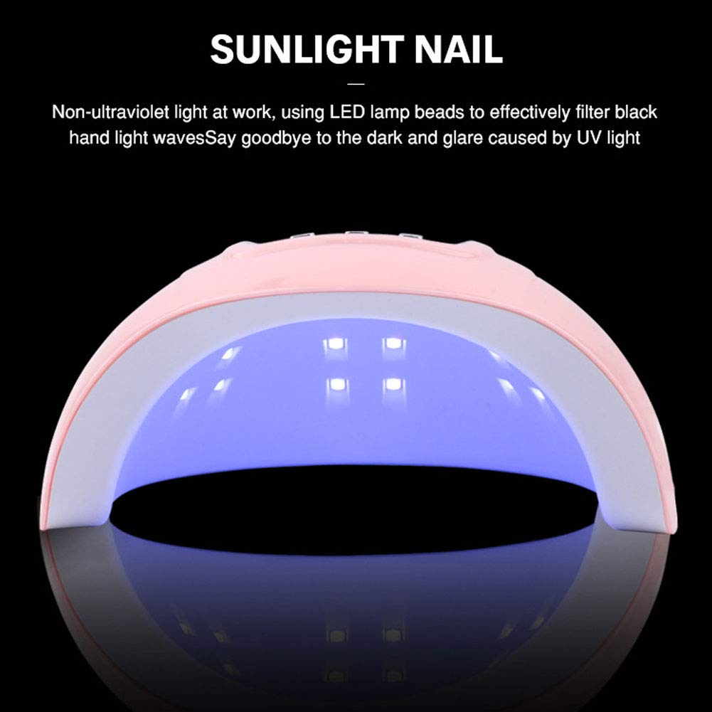 54W LED Nail Dryer Lamp - Professional Gel Polish Curing Light with 18 LED Chips, USB Powered, 30s/60s/90s Timer for Home & Salon Use - Pink Tabletop Nail Art Equipment (Perfect for Manicures, Pedicures, Gel Extensions & Nail Art Curing)