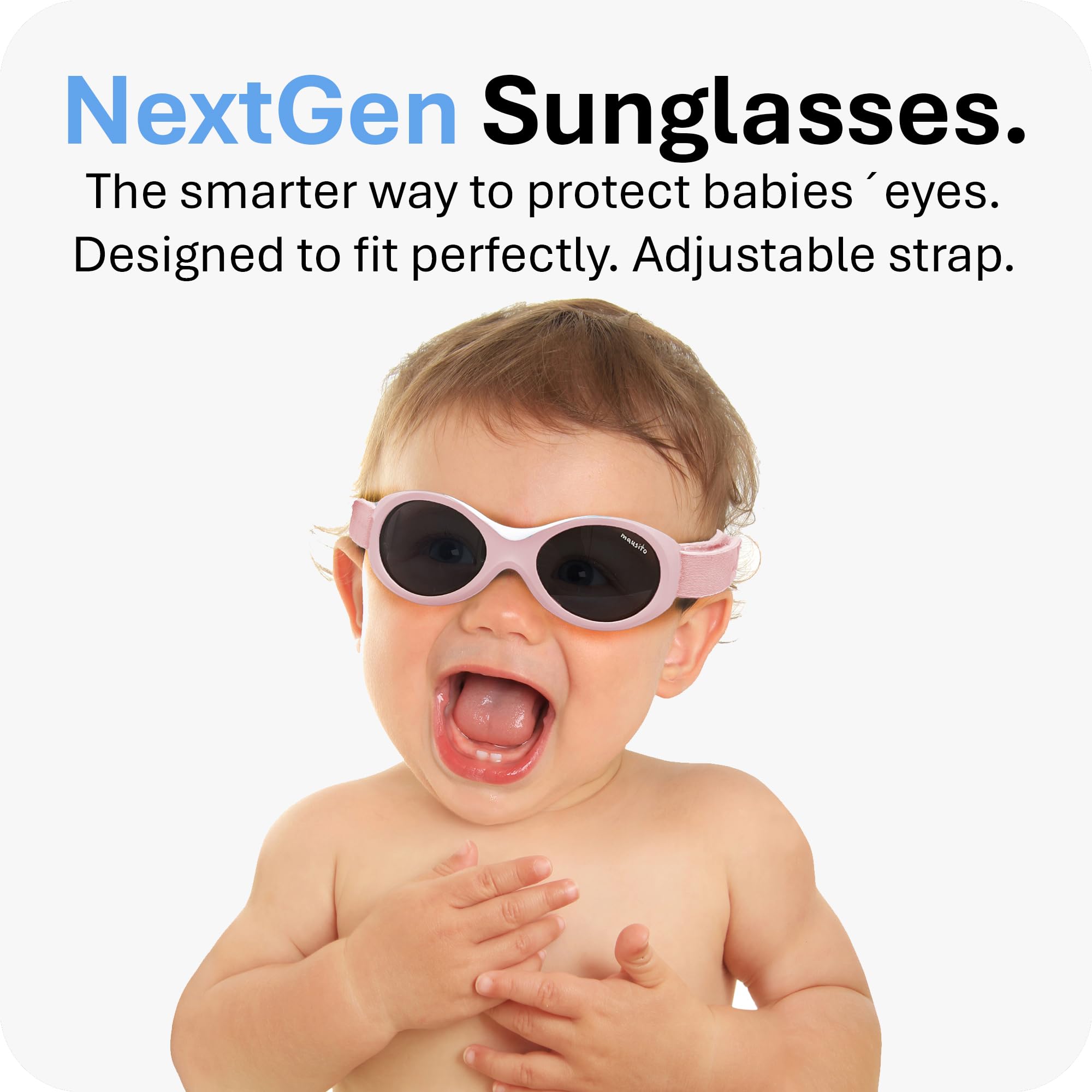 Mausito Baby Sunglasses for 0-24 Months | Flexible BPA-Free Infant Sunglasses with Adjustable Strap | 100% UV Protection | Perfect for Beach, Outdoor Play & Car Rides