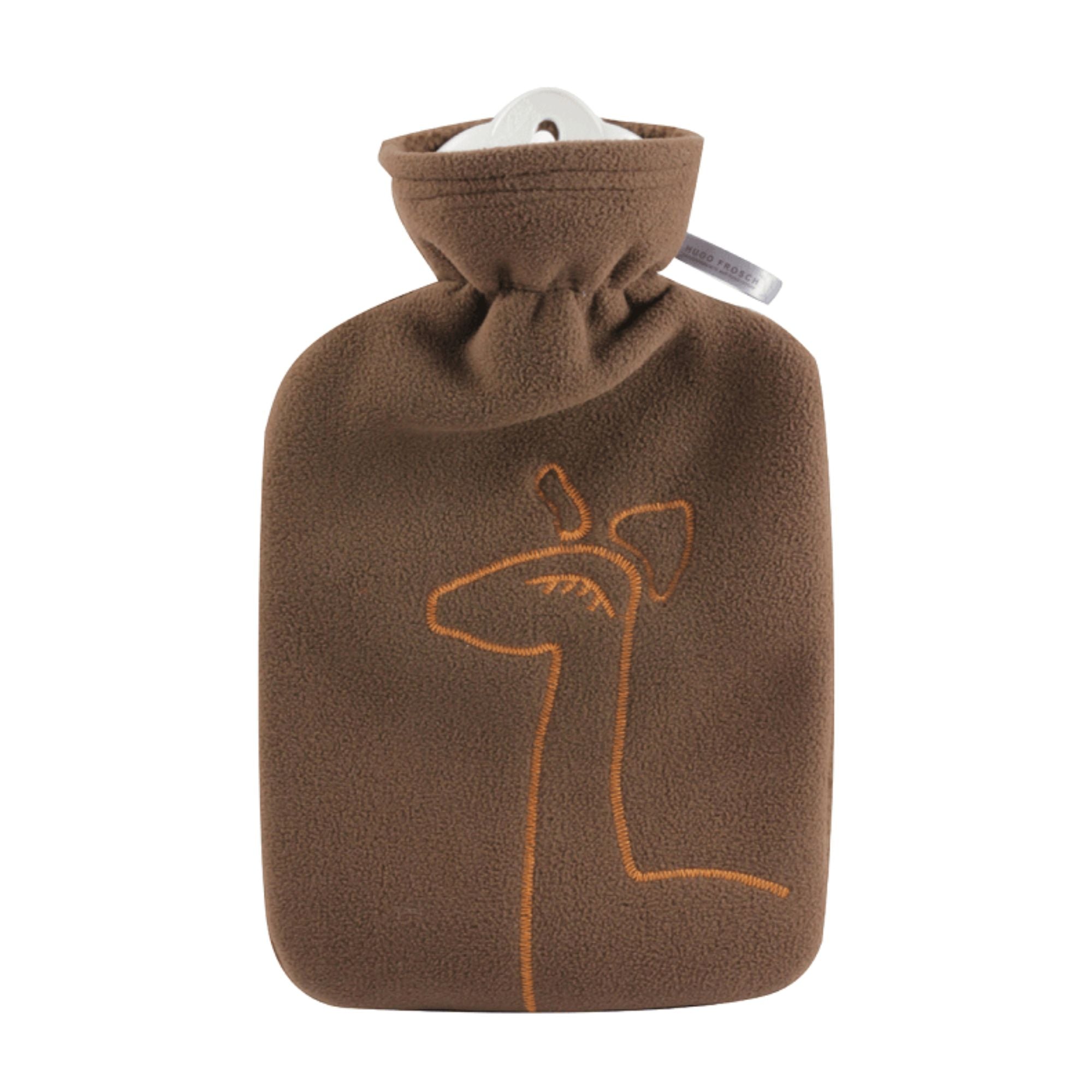 1.8L Classic Hot Water Bottle with Soft Giraffe Brown Fleece Cover - Rubber-Free, BPA-Free - Perfect for Winter Warmth, Menstrual Cramp Relief & Bed Warming