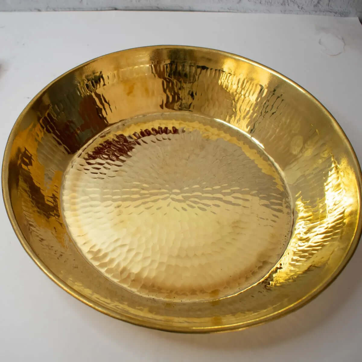 Premium Solid Brass Paraat Large Bowl - Untinned Traditional Indian Cooking Utensil for Serving, Mixing & Tempering - Ideal for Restaurants, Home Kitchens & Festive Occasions