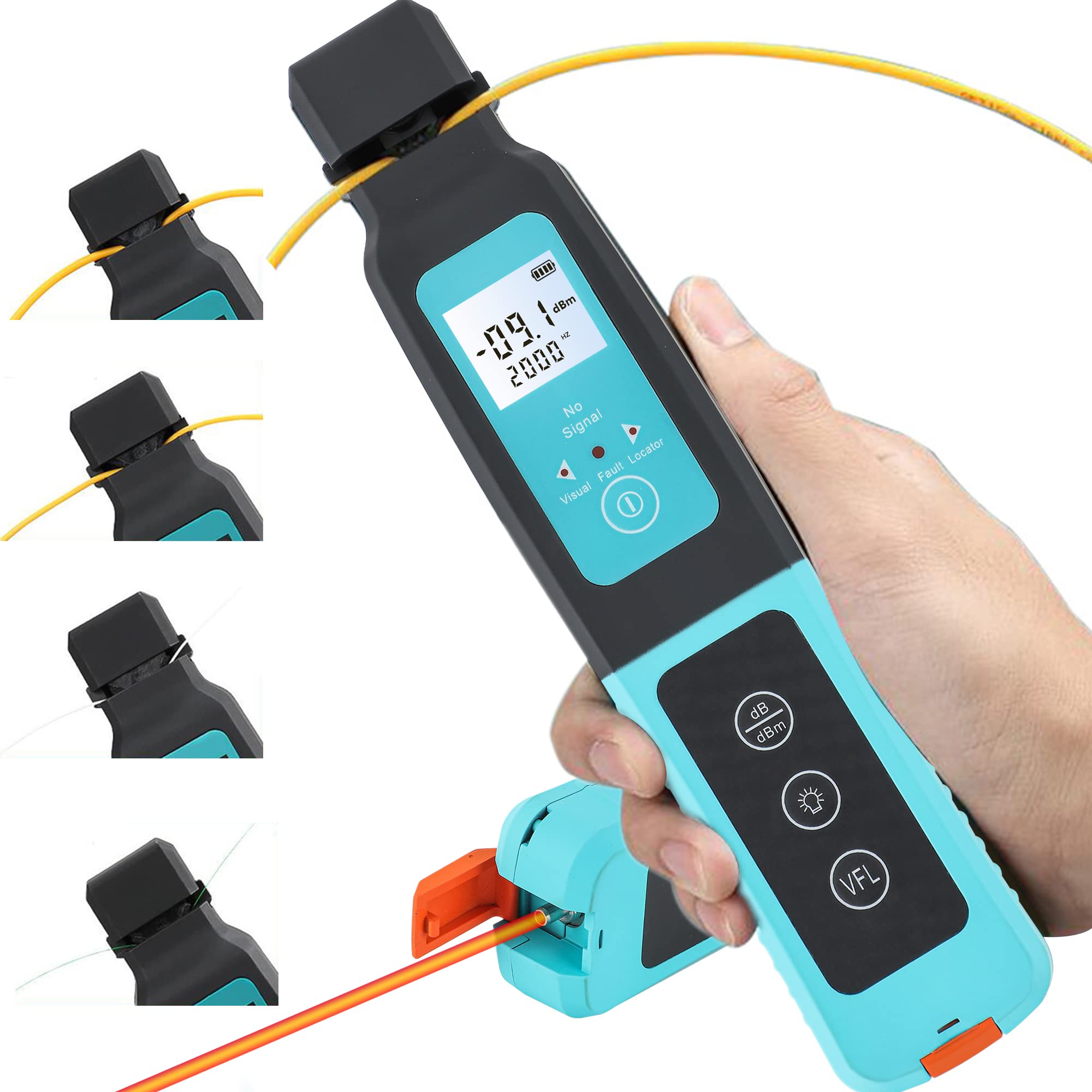 Hanchen Handheld Optical Fiber Identifier & Tester - High Performance Live Fiber Detector with 10mw Red Light Source for Single Mode/Multimode Cables (Blue) | Ideal for Network Maintenance, Telecom Installations & Fiber Optic Testing