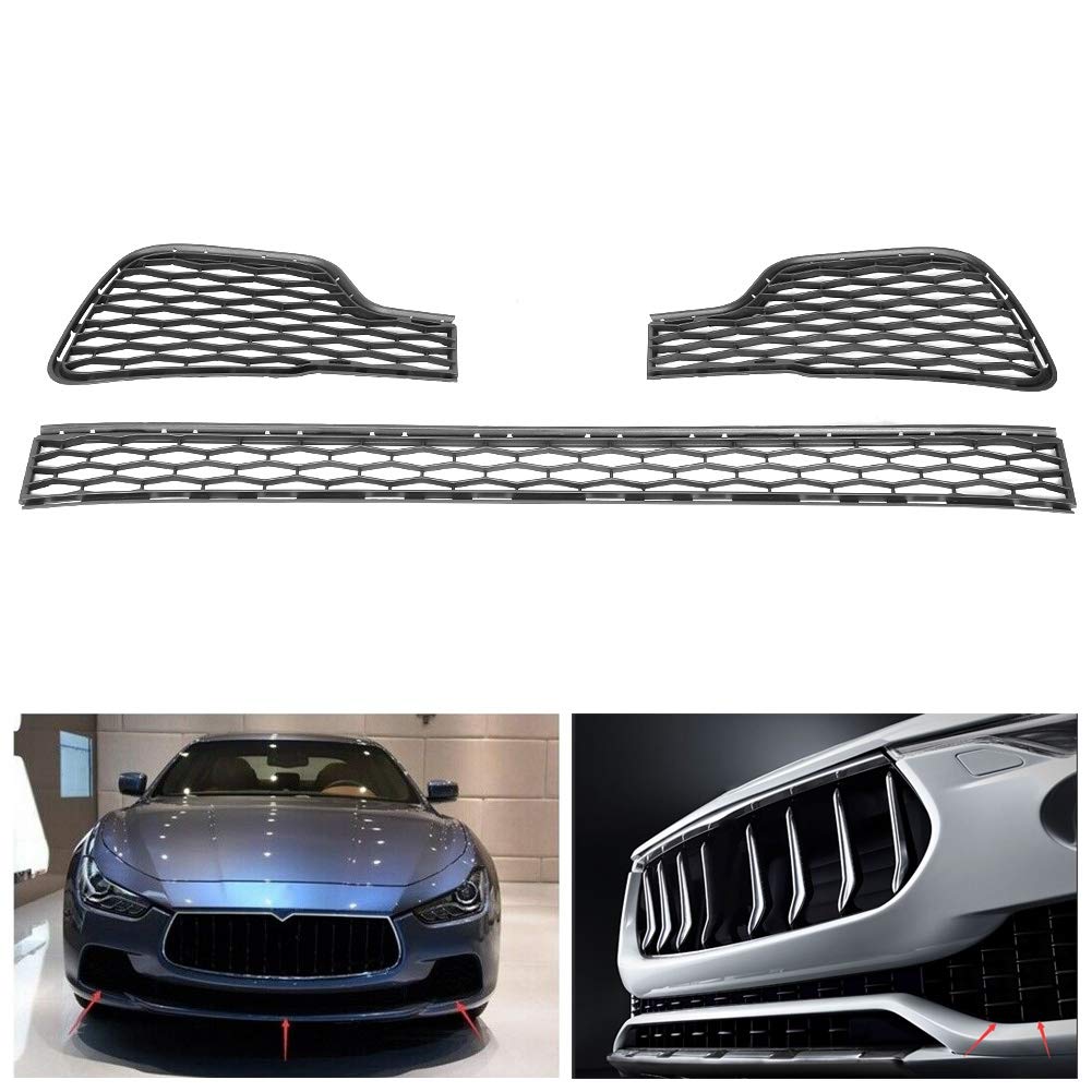 Acouto Front Bumper Lower Grill Set for Maserati Ghibli 2014-2017 - ABS Car Front Bumper Grille Mesh Guard Cover Accessories | Enhances Style & Protects Vehicle from Road Debris
