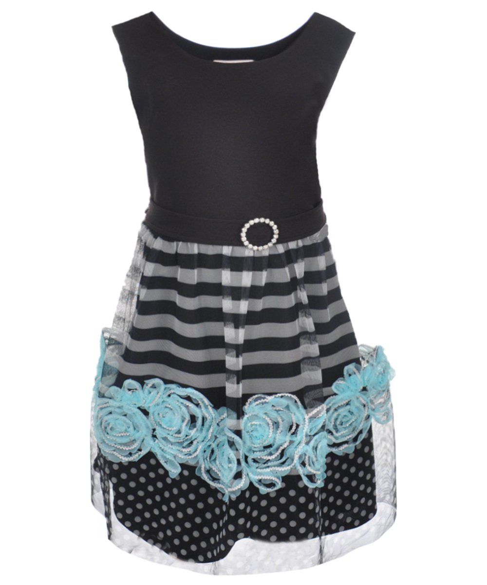 Bonnie Jean Girls Scuba Knit Fit Flare Floral Dress - Cute & Comfortable Party Outfit for Kids, Birthday, Holiday & Special Occasions