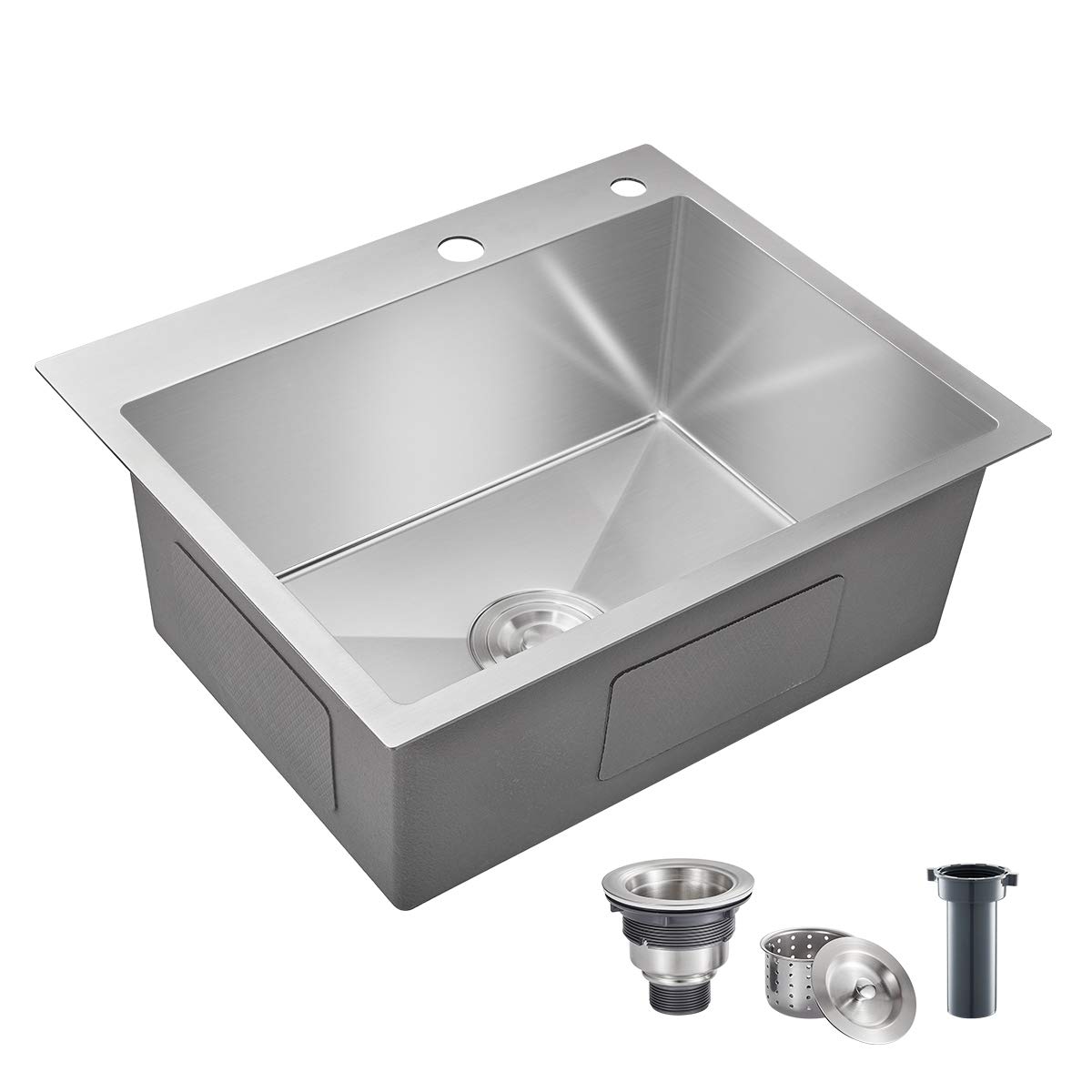ROVATE 21.6-inch Drop-in Topmount Kitchen Sink - 304 Stainless Steel Single Bowl Bar Sink for Kitchen & Home - Perfect for Food Prep, Dishwashing & Entertaining
