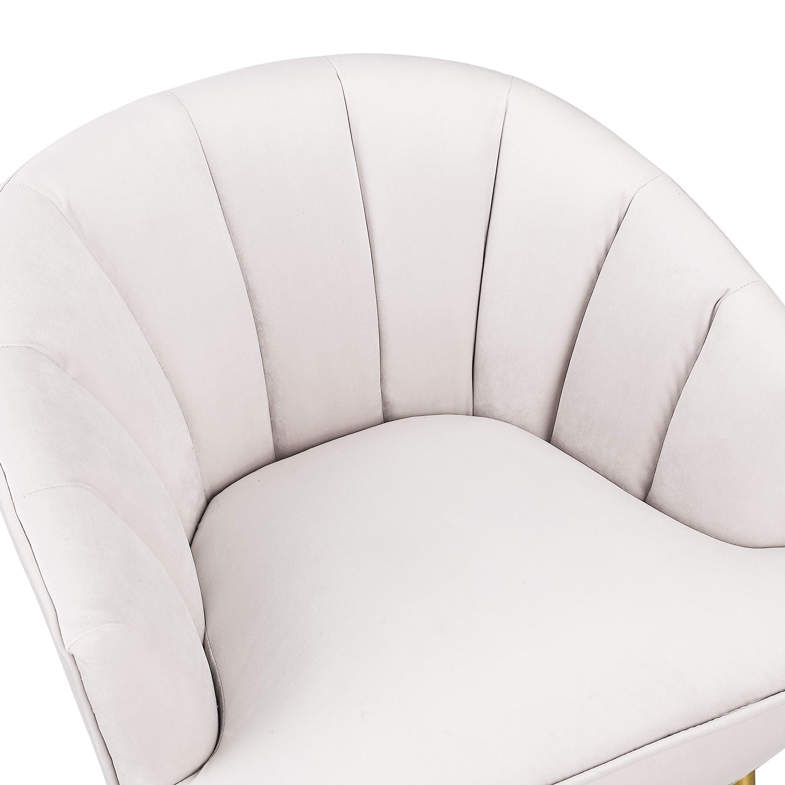 Modern Velvet Lounge Chair with Golden Metal Legs - Stylish Side Chair for Living Room, Bedroom, Home Office & Dressing Room - White Velvet Accent Chair - Perfect for Relaxing, Reading & Home Decor