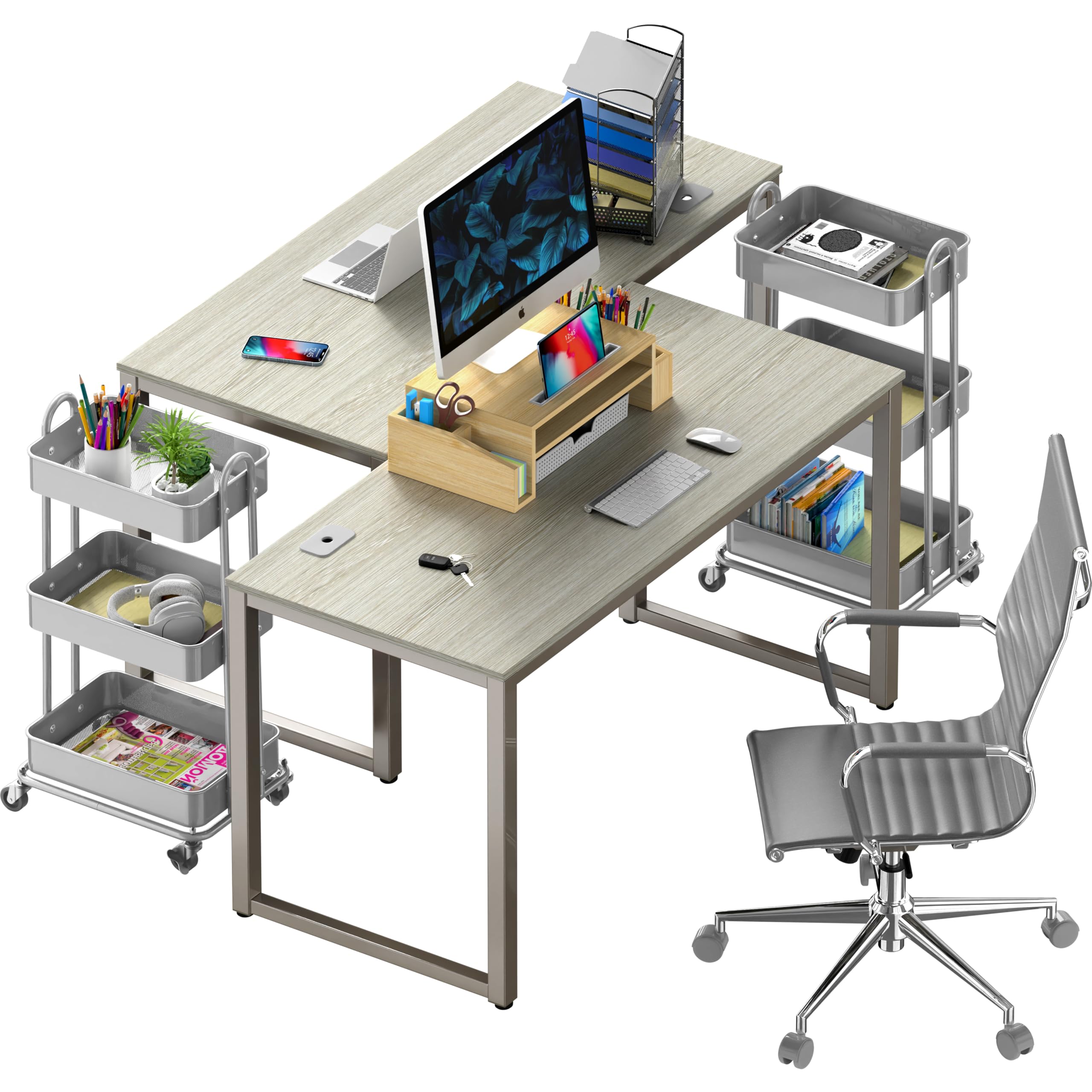 SHW 48-Inch Maple Computer Desk for Home Office - Ergonomic Writing Workstation with Spacious Surface for Laptops, Monitors & Office Supplies | Perfect for Remote Work, Gaming & Study Spaces