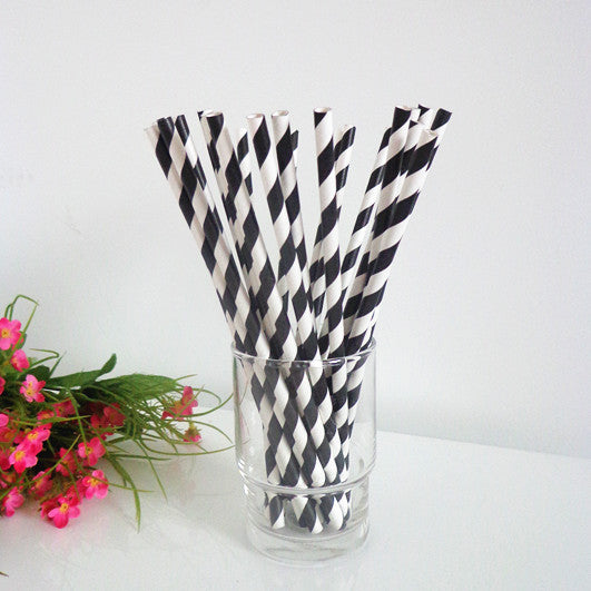 1000 Pack Biodegradable Paper Drinking Straws - Black & White Bulk Wholesale - Eco Friendly Disposable Straws for Birthday Parties, Events, Bistros, Bars, Cafes & Takeaway Restaurants