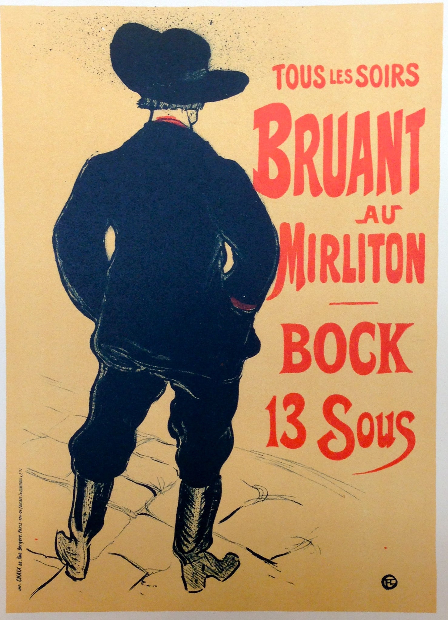 Vintage 1950 Toulouse Lautrec Bruant au Mirliton Framed Art Poster - Perfect for Home Decor, Office Wall Art & Gift for Art Lovers