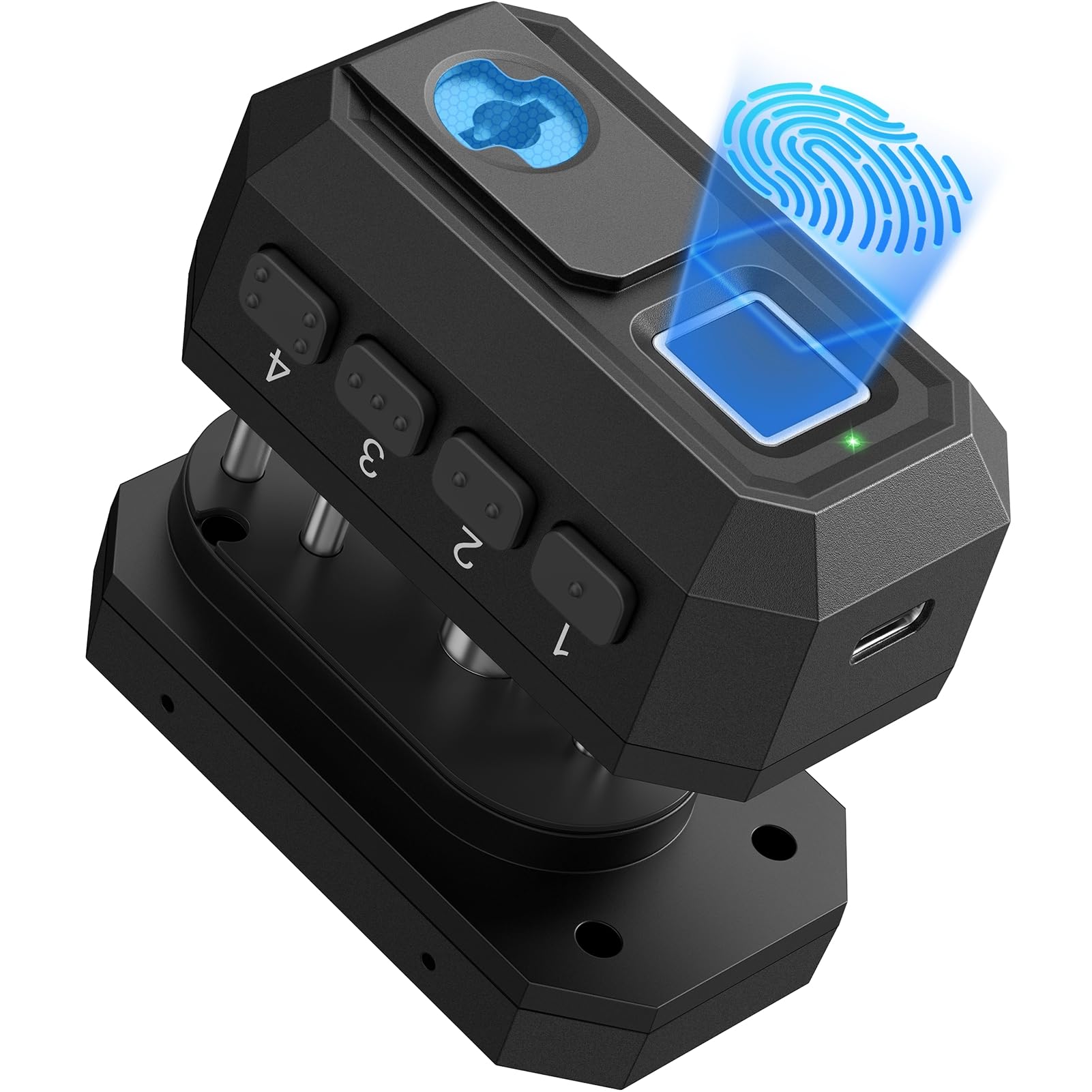 Biometric Gun Trigger Lock - Quick-Access Fingerprint & Keypad Security for Rifles, Shotguns & Handguns - Safe Storage for Car, Bedside & Drawer - Ideal for Home Defense & Firearm Safety