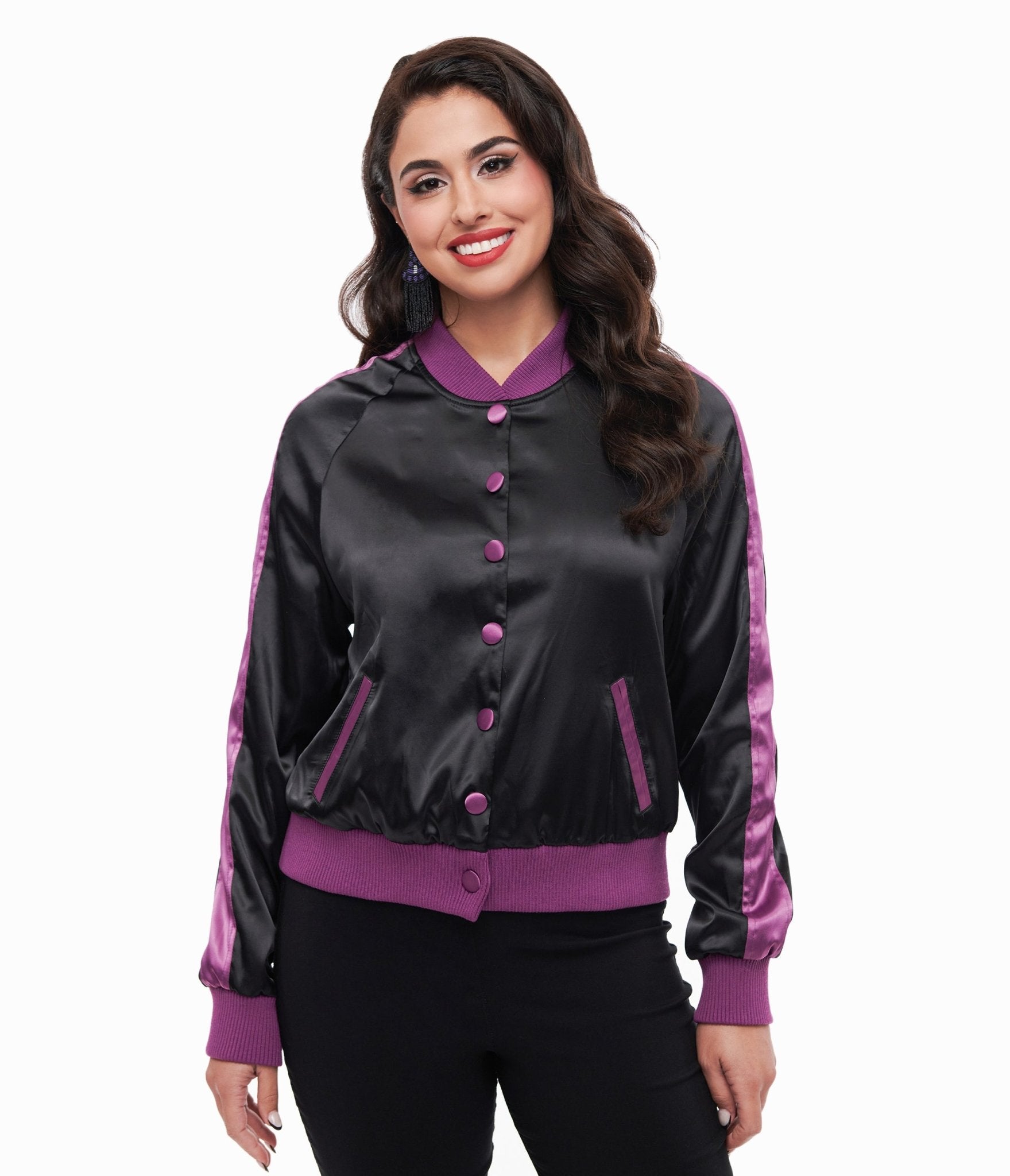 Disney Hocus Pocus Purple & Black Spell Bomber Jacket | Vintage-Inspired Halloween Costume | Perfect for Cosplay, Halloween Parties, and Movie-Themed Events