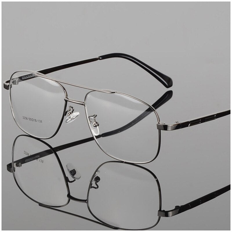 Bclear Men's Full Rim Square Double Bridge Alloy Eyeglasses N2256 - Stylish & Durable Eyewear for Work, Reading & Everyday Use