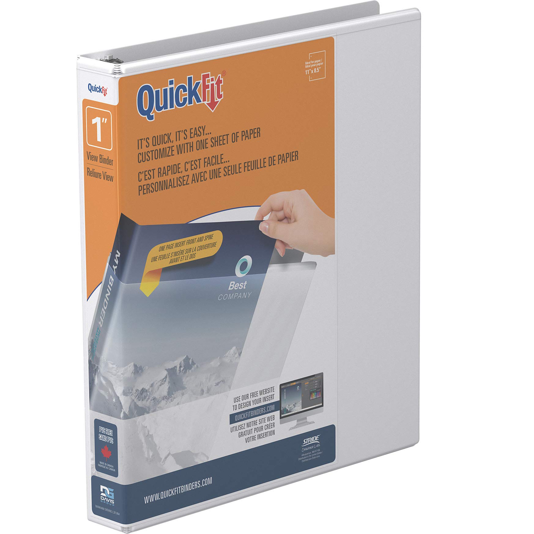 QuickFit 1 Inch Round Ring View Binder - White (87110) - Perfect for School, Office, and Home Organization