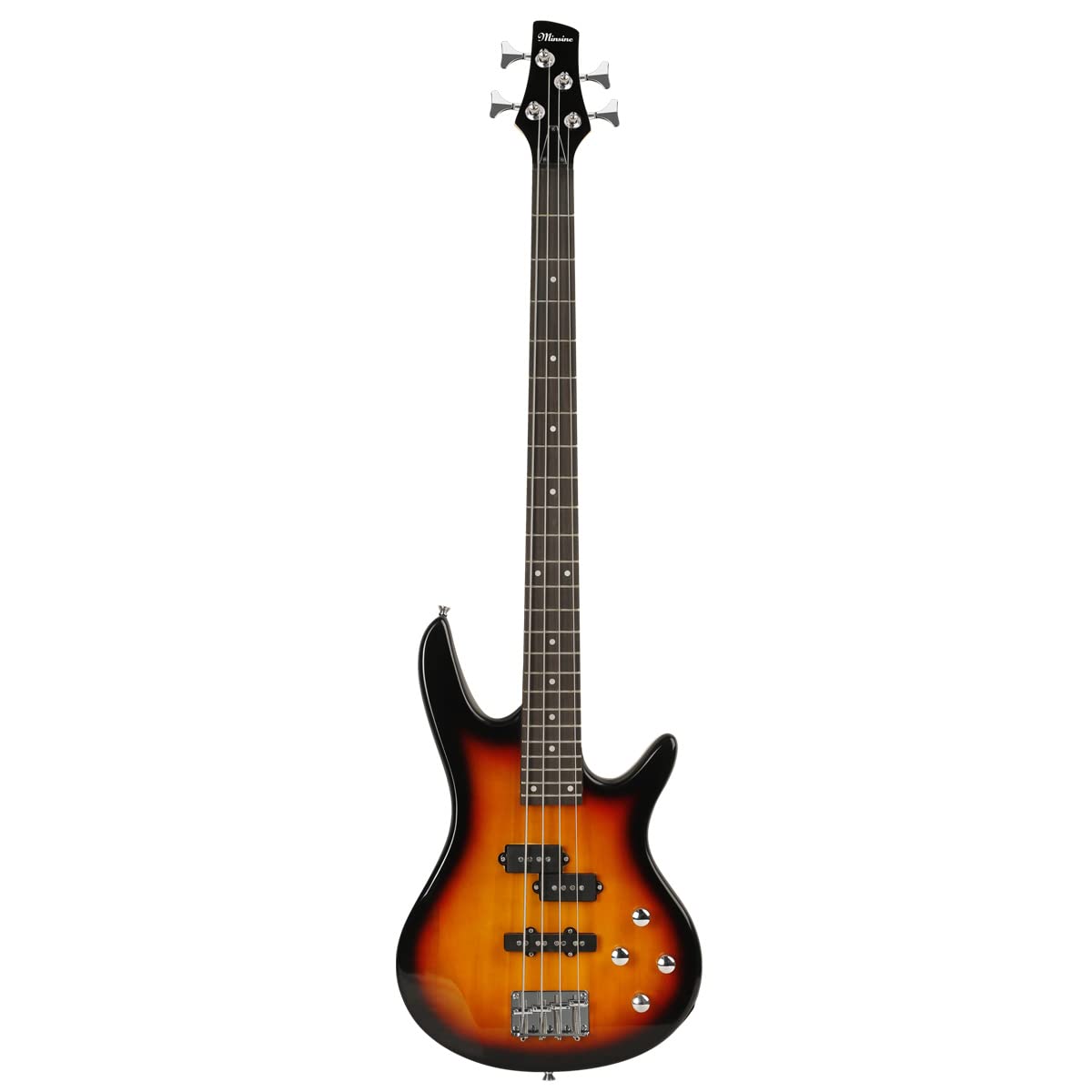 Electric Bass Guitar 4 Strings Full Size P Bass Beginner Kit - Black with Gig Bag, Strap & Cable (Sunburst) | Perfect for Beginners, Practice & Live Performances