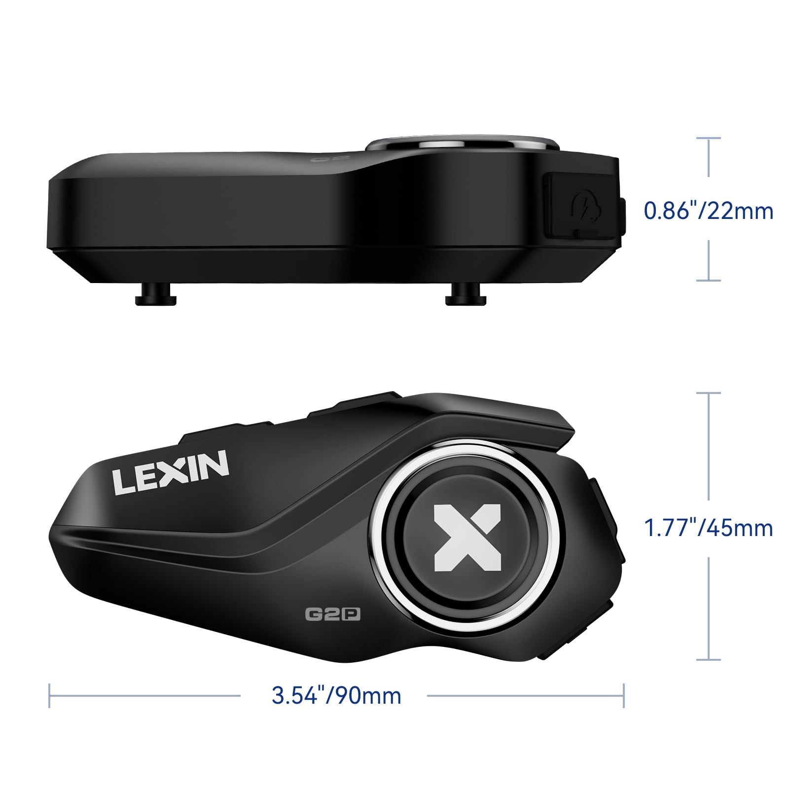 LEXIN G2P Motorcycle Bluetooth Helmet Headset - 6-Way Group Intercom, FM Radio, Universal Pairing, Private Talk & Noise Cancellation - Compatible with Snowmobile, ATV & Motorcycles (1 Pack) - Perfect for Group Rides, Adventure Tours & Off-Roading