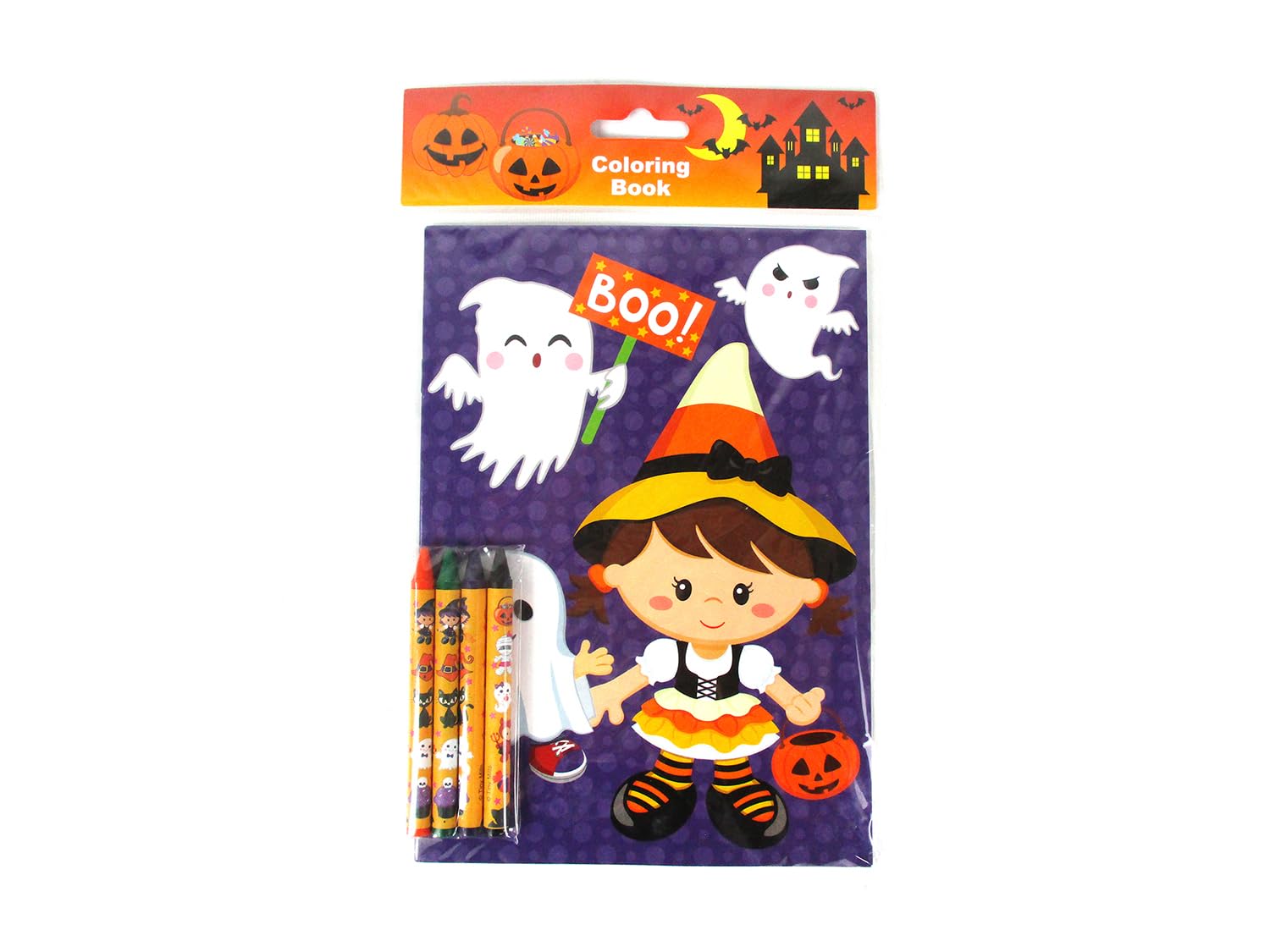 Halloween Coloring Books for Kids - 12 Books & 48 Crayons Set for Party Favors & Crafts