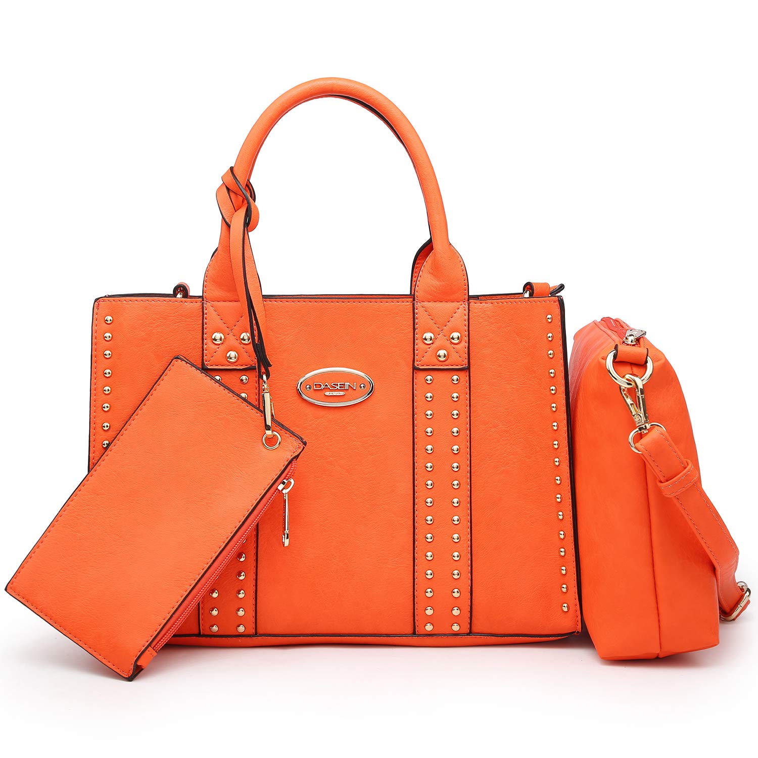 Dasein Women's Leather Tote Bag Set - 3 Piece Handbag Purse with Top Handle, Shoulder Strap & Wallet - Stylish Hobo Satchel for Work, Travel & Everyday Use