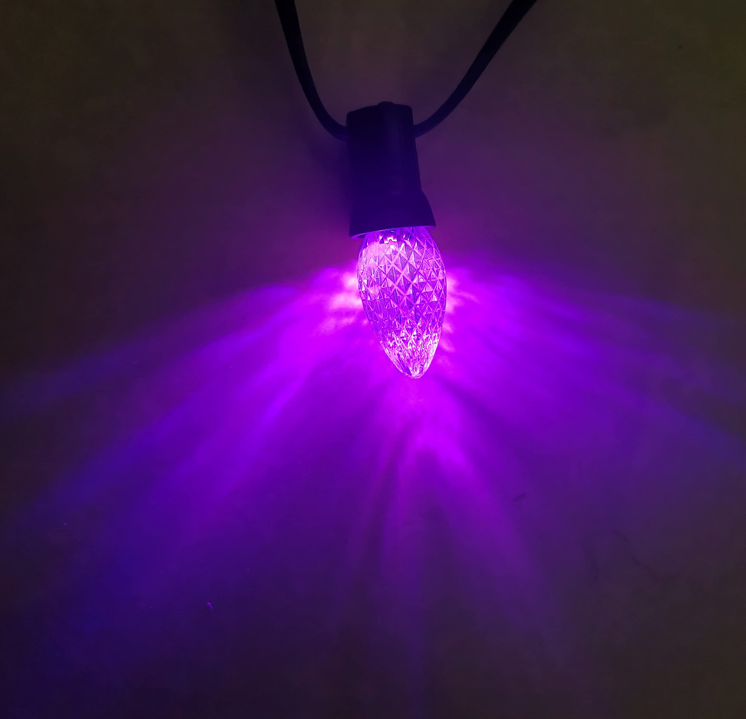 C7 LED Christmas Lights Replacement Bulbs - 25 Pack, 120V UL Commercial Grade, Faceted Dimmable E12 Socket LED Bulbs for Indoor & Outdoor Holiday Decor (Purple) - Perfect for Christmas Trees, Wreaths, and Home Holiday Lighting