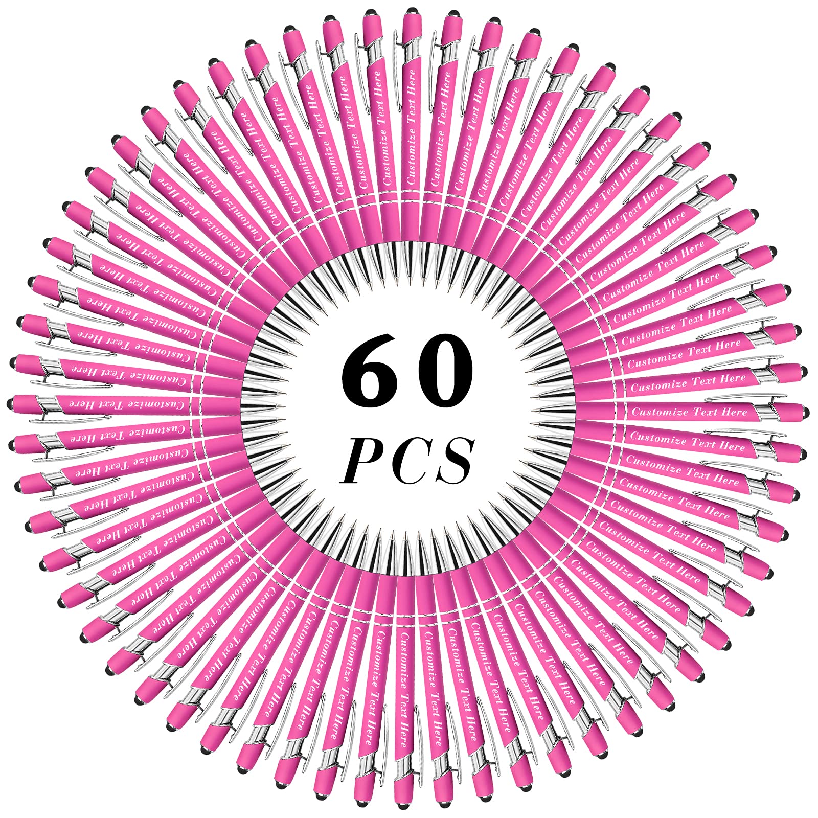 50-500 Pcs Custom Engraved Ballpoint Pens Bulk - Personalized Stylus Tip Pens with Name/Message/Logo, Medium Point Black Ink - Perfect for Wedding Favors, Graduation Gifts, Birthday Party Favors & Corporate Promotions