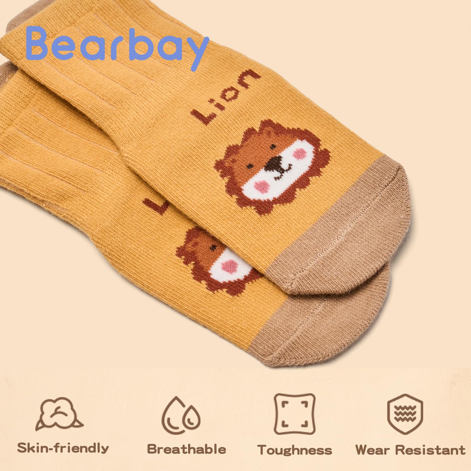Non-Slip Baby Socks with Grippers (9 Pairs) - Anti-Skid Ankle Socks for Infants & Toddlers 0-7 Years - Perfect for First Steps, Crawling & Playtime