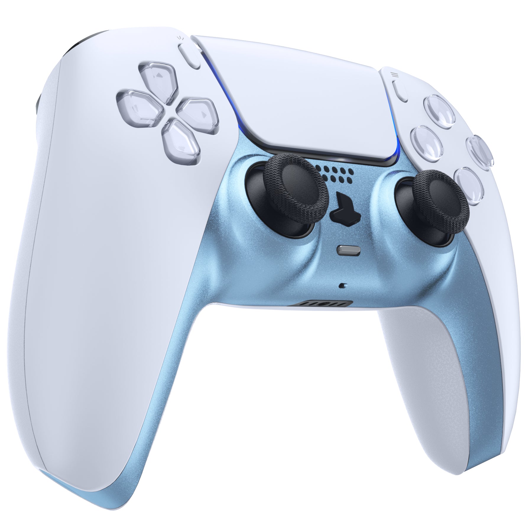 eXtremeRate PS5 Controller Shell Replacement - Metallic Titanium Blue Cover with Accent Rings for BDM-010/020/030/040/050 Models | Custom Gaming Accessories for Enhanced PS5 Experience