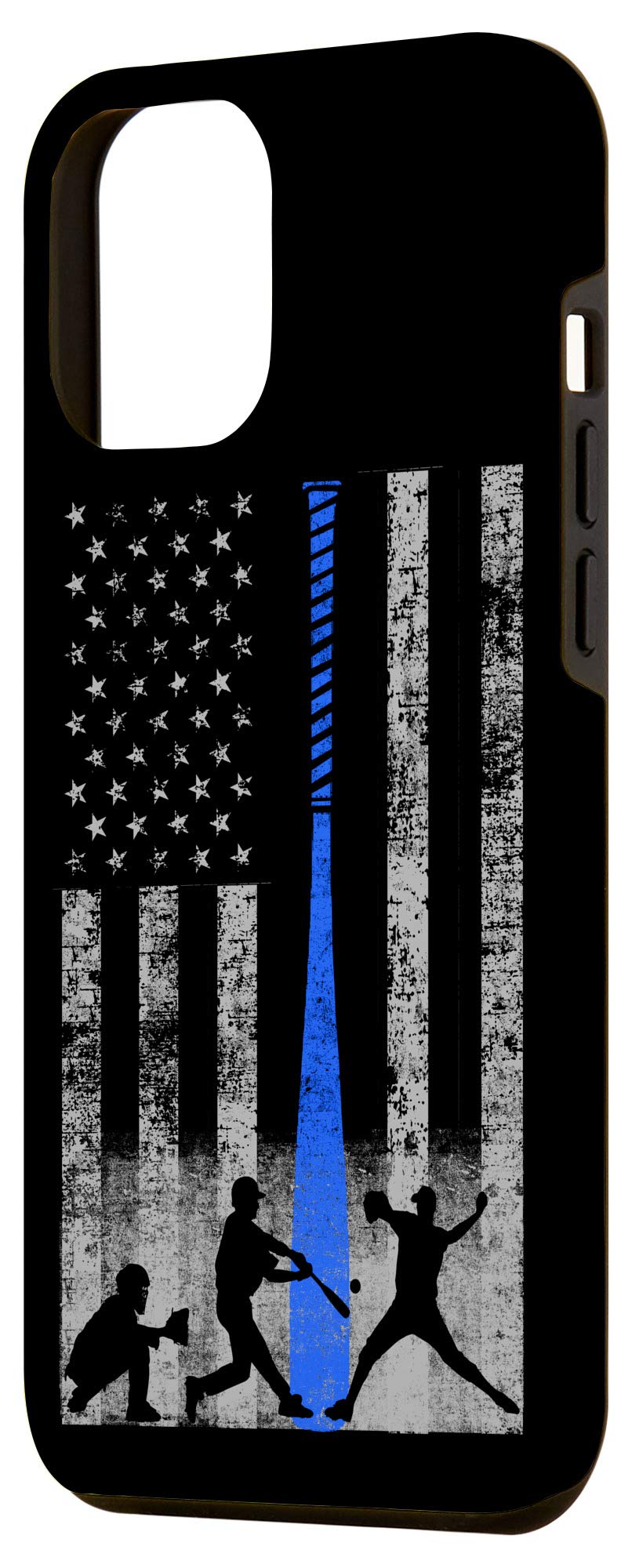 iPhone 12 Pro Max Baseball Bat Design Flag Case - Blue Protective Phone Cover for Baseball Fans | Perfect for Games, Tailgating & Team Spirit