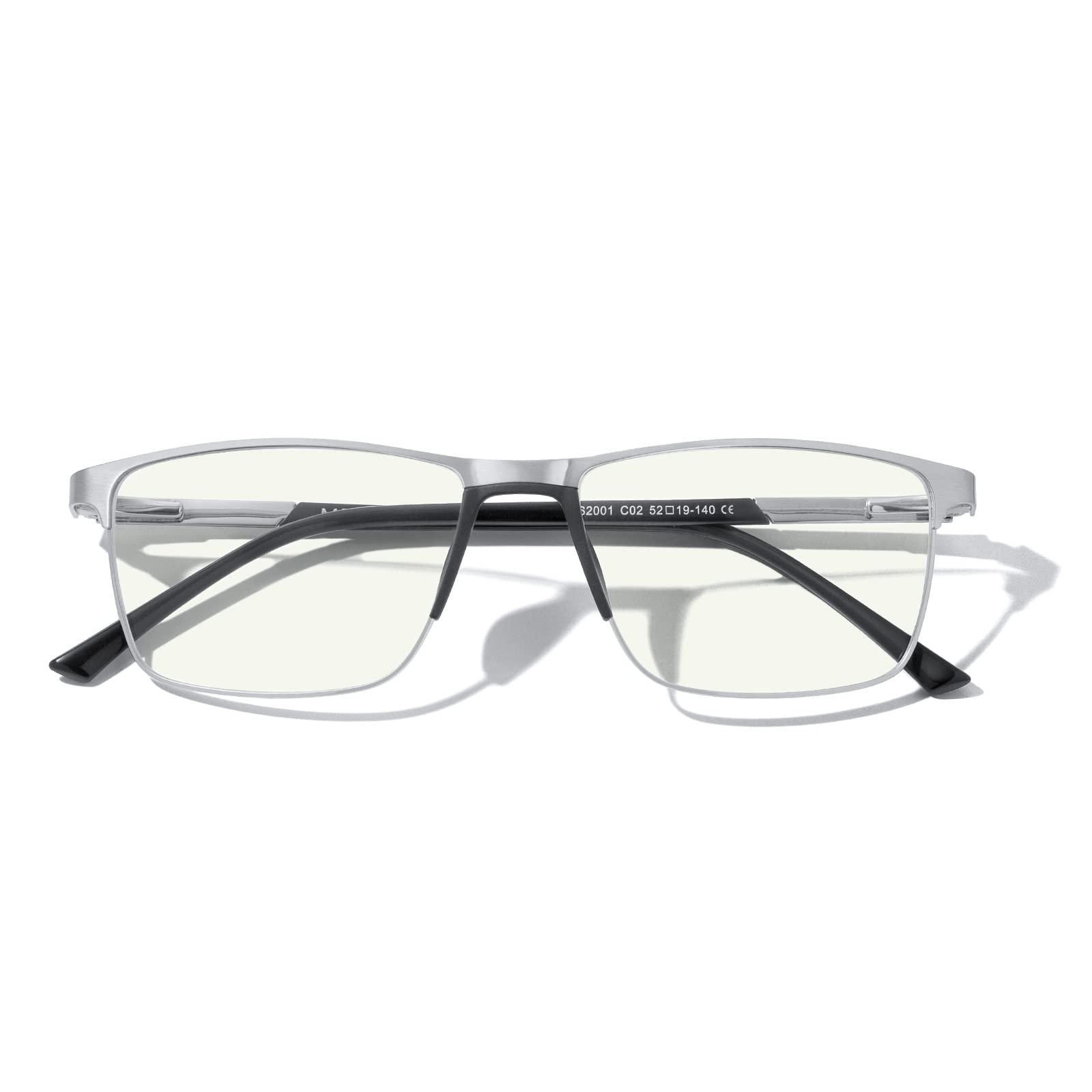 Blue Light Blocking Glasses for Men - Anti Eye Strain Reading Glasses with Metal Frame & Spring Hinge - Perfect for Computer Work, Gaming & Night Reading