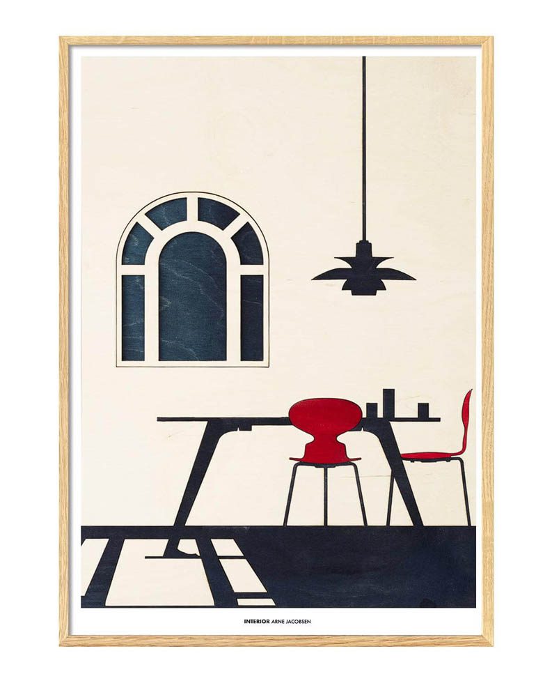 KOLEKTO STUDIO Arne Jacobsen Tribute Poster - Mid Century Modern Art Print 50x70cm - Perfect for Home Decor, Office Wall Art & Scandinavian Interior Design