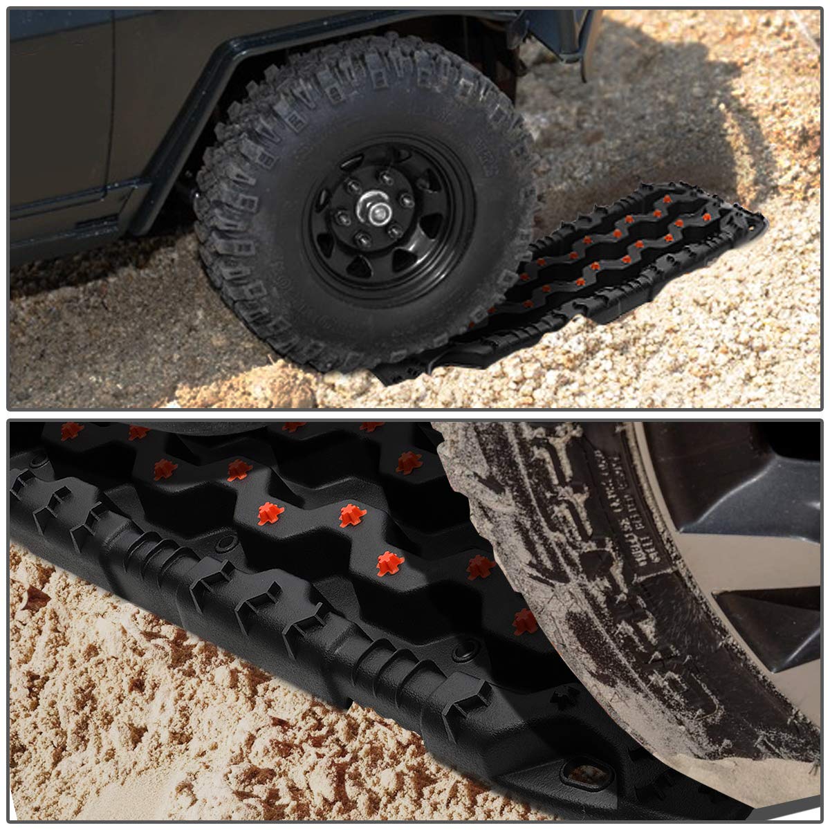 Auto Dynasty Off-Road Recovery Tracks - Heavy Duty Sand Snow Mud Traction Boards for 4x4 Trucks & SUVs | Anti-Skid Tire Ladder for Vehicle Rescue in Extreme Terrain