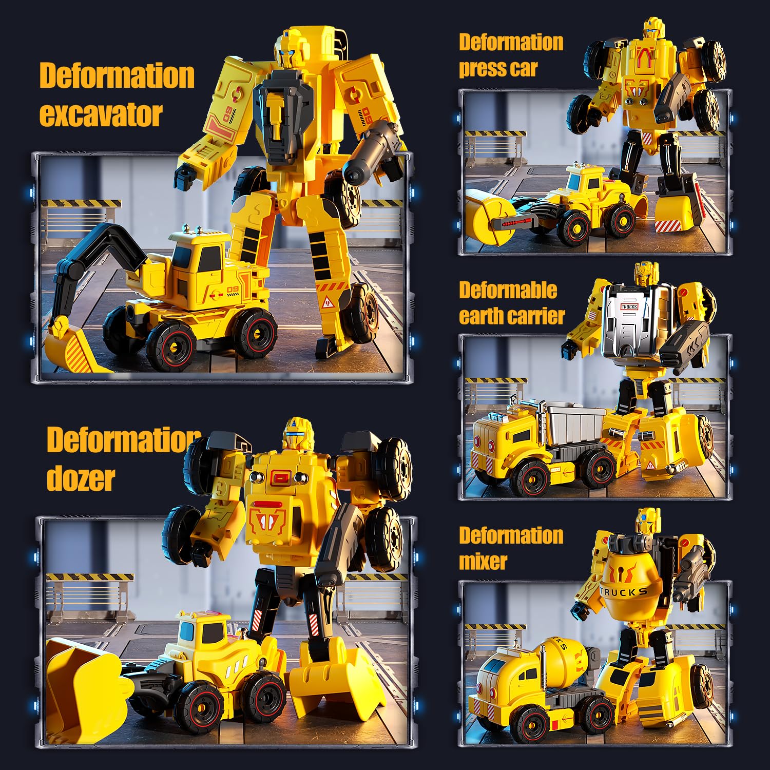 Constructo 5-in-1 Modular Transforming Robot Construction Vehicles Toy Set - STEM Building Toys for Kids Ages 3+ - Perfect for Creative Play, Birthday Gifts & Educational Fun