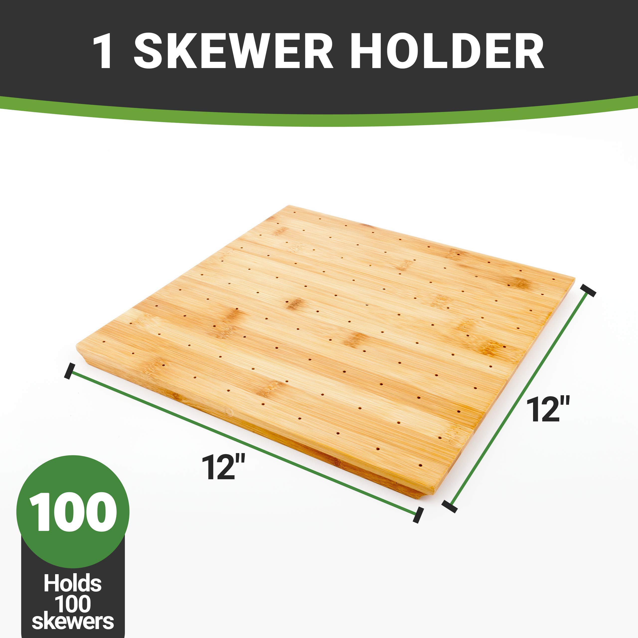 Restaurantware 12 x 12 x 1 Inch Bamboo Skewer Holder with 20 Slots - Durable Pick Stand for Buffets, Banquets & Catering Events | Perfect for Party Supplies, BBQ, and Food Display