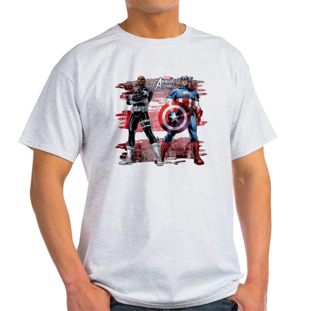 Captain America & Nick Fury Graphic Light Cotton T-Shirt | Marvel Superhero Tee | Casual Wear for Men & Women | Perfect for Cosplay, Comic Con & Everyday Outfits