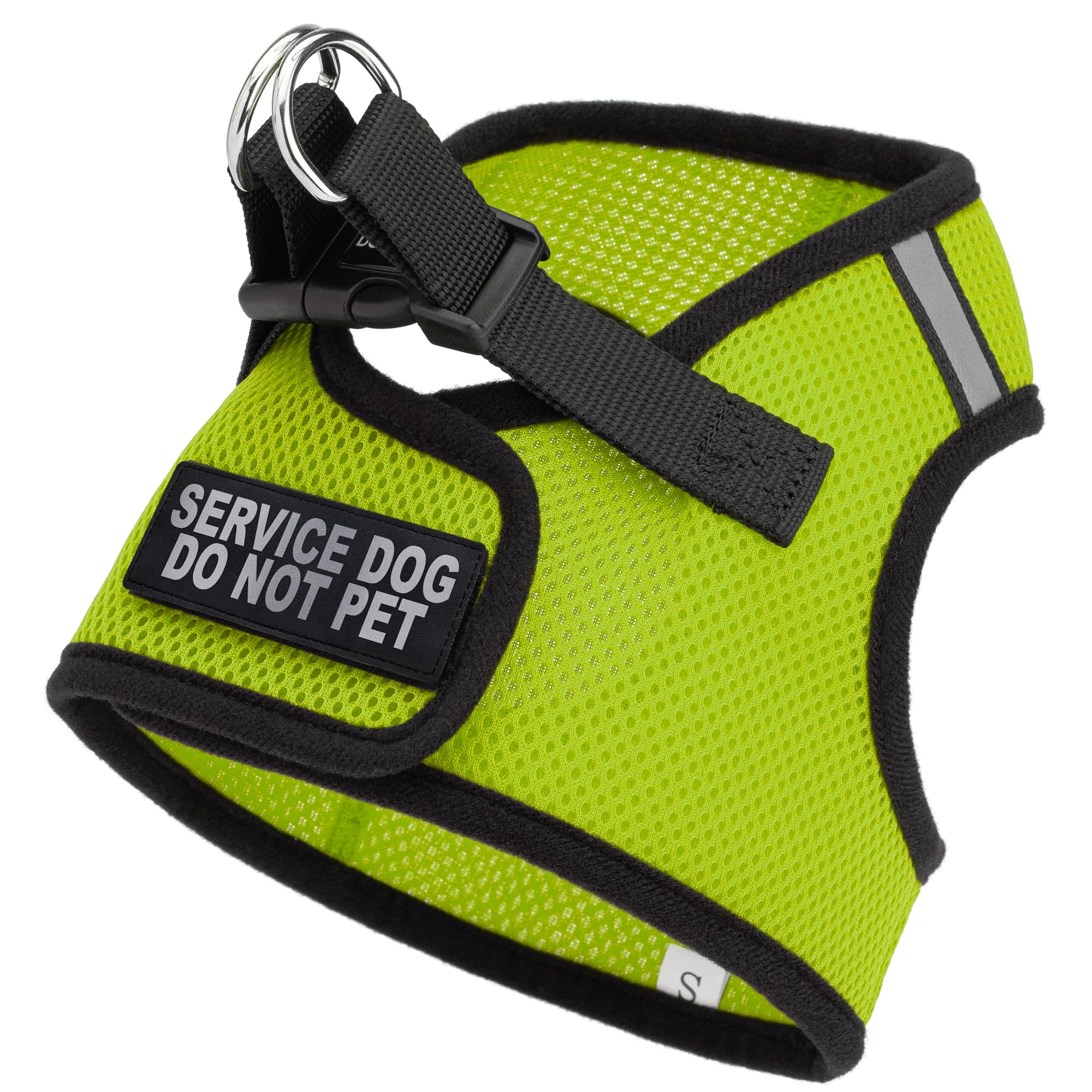 Boston Step-in Mesh Dog Harness with 'Service Dog Do Not Pet' Patch - No-Choke Soft Padded Vest for Small, Medium & Large Dogs (12-14