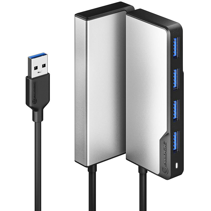 ALOGIC USB A Fusion Swift 4 Port Hub - Space Grey | High-Speed USB 3.0 Hub for Laptop, PC, MacBook | Perfect for Home Office, Gaming & Travel Accessories