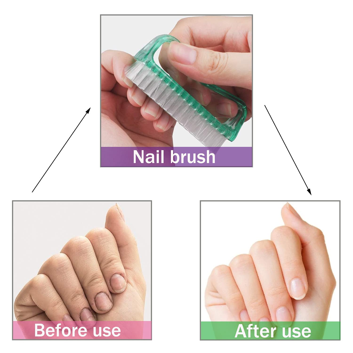Professional Nail Cleaning Brush Set - 4 Pack Durable Nail Scrubber with Ergonomic Plastic Handle for Hands & Feet - Gentle Nail Cleaner Brush for Toenails & Fingernails - Perfect for Home, Salon, Travel & Pedicure Care