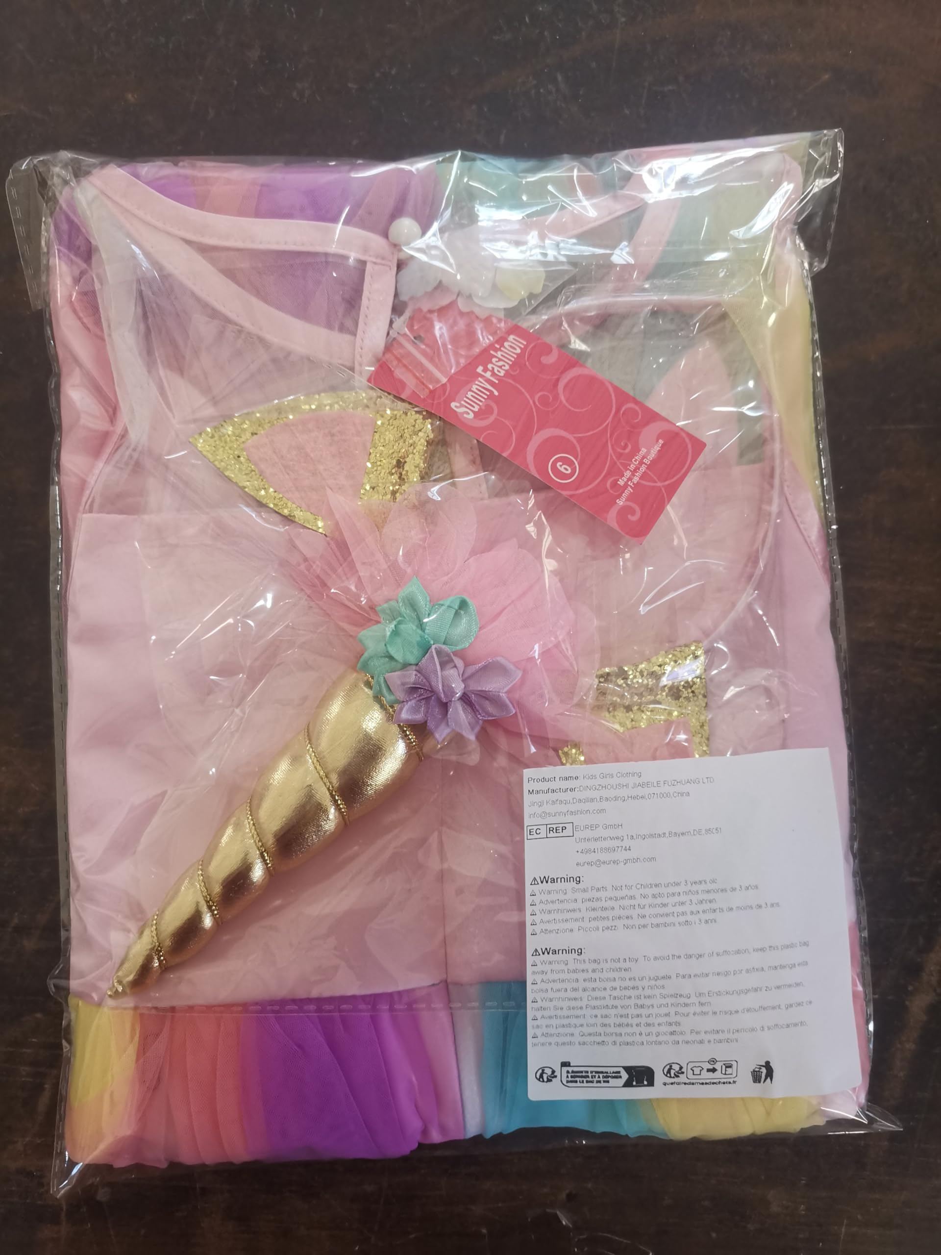Sunny Fashion Girls Unicorn Rainbow Tulle Dress with Matching Headband - Size 4-10 for Birthday Parties & Special Occasions