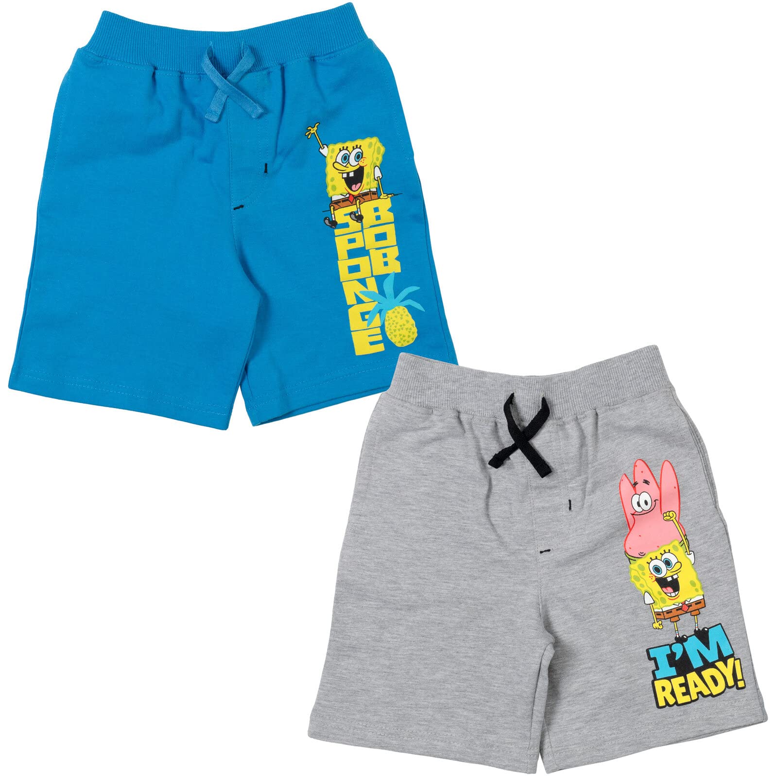 SpongeBob SquarePants Cartoon Character French Terry Cotton 2-Pack Casual Shorts for Men & Women - Perfect for Summer, Beach, Lounge & Sleepwear