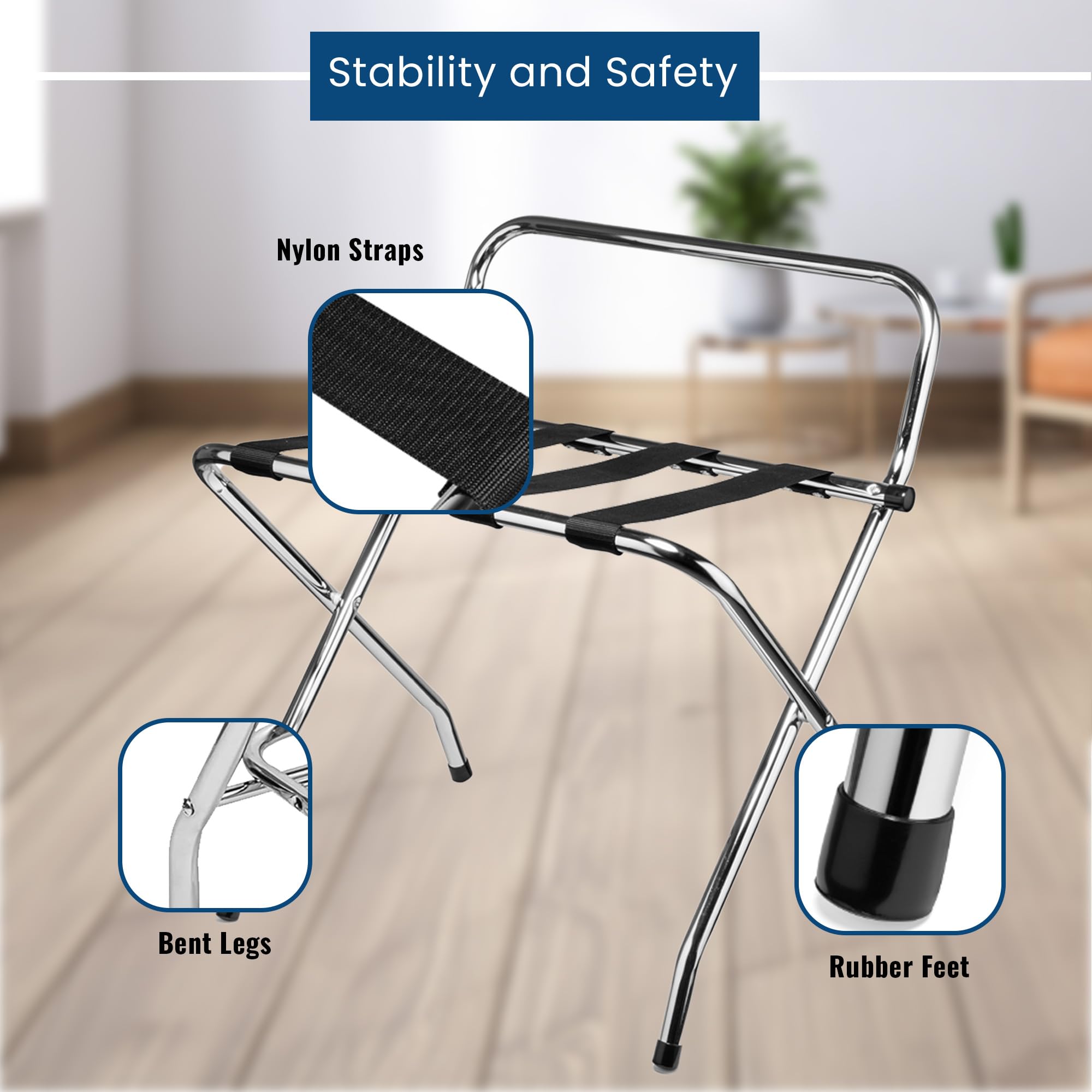 Foldable Metal Luggage Rack - Heavy Duty Suitcase Stand for Bedroom, Hotel & Travel - Holds 50-100 lbs - Space Saving Storage Solution - Perfect for Guest Rooms, Closets & Small Spaces (Pack of 2)