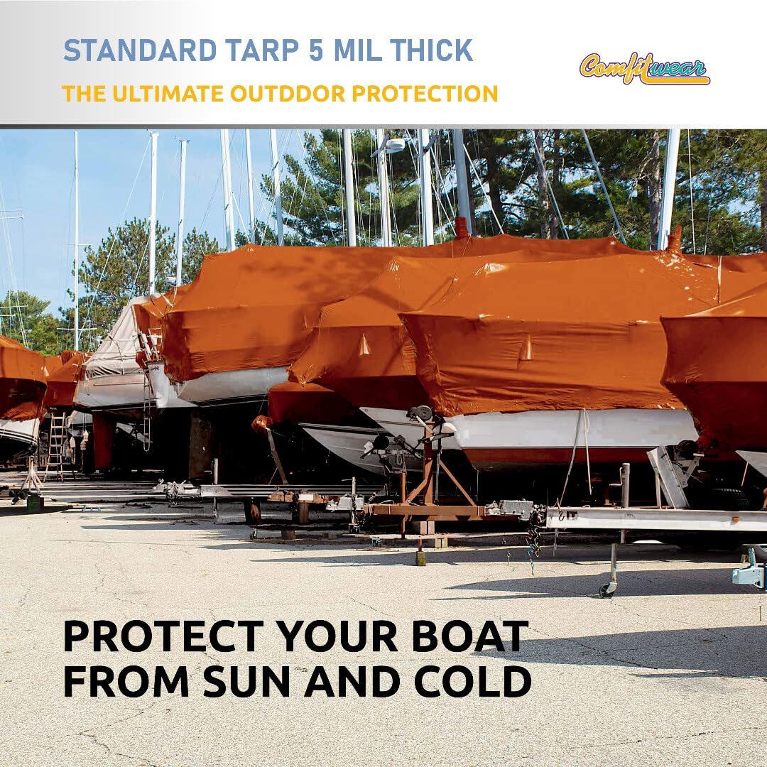 Heavy-Duty Waterproof 30' x 50' Brown Poly Tarpaulin with Reinforced Grommets - UV Resistant Multi-Purpose Tarp for Pool Cover, Boat, Camping, Canopy & Outdoor Protection - All-Weather Shelter Solution
