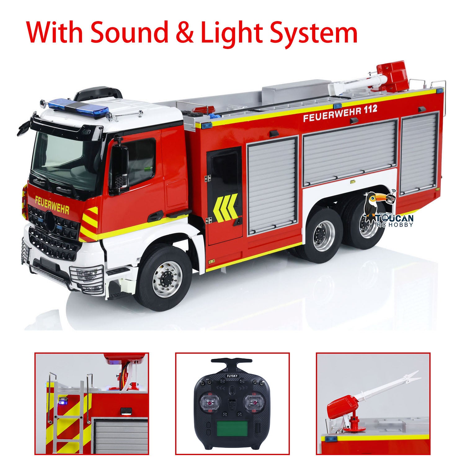 1/14 Scale 6x4 RC Fire Truck with Metal Chassis - Remote Controlled Firefighting Vehicle Model with Realistic Sound & Light System | Collectible Hobby Toy for Kids & Adults, Perfect for Emergency Simulation Play and Display