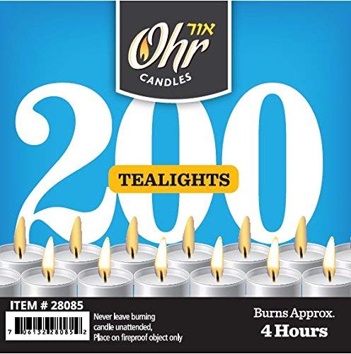 OHR CANDLES 200-Pack Bulk Unscented White Tealight Candles - 4 Hour Burn Time for Weddings, Parties, Home Decor & Relaxation