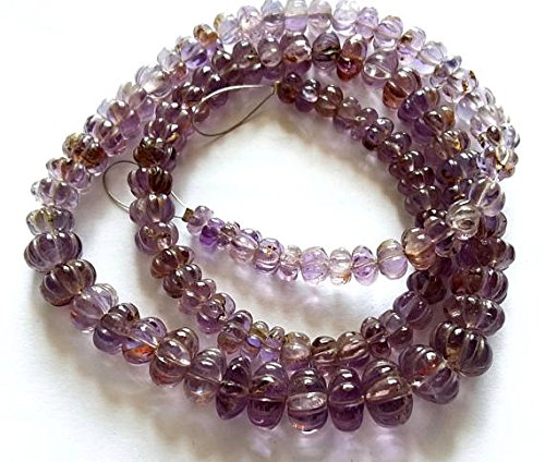 4.5-9mm Ametrine Melon Shaped Beads - 17.5 Inch Strand for Jewelry Making, DIY Crafts & Bracelet Design | Natural Fancy Gemstone Beads for Necklaces, Earrings & Fashion Accessories